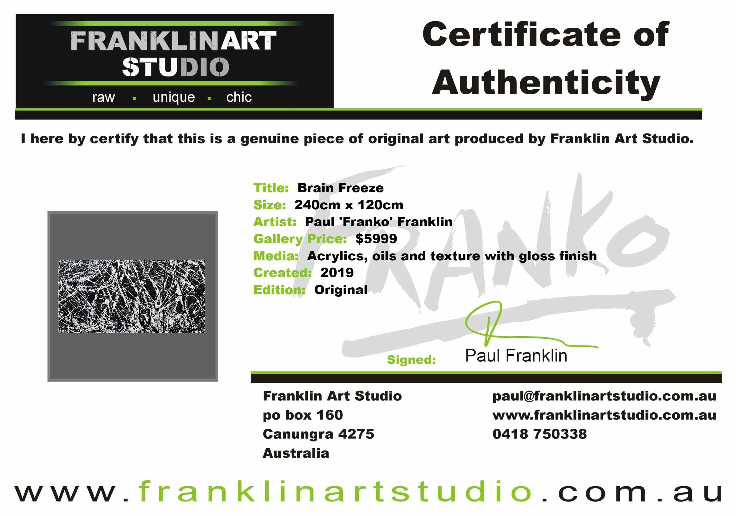 Brain Freezer 240cm x 120cm Black White Textured Abstract Painting (SOLD)-Abstract-Franko-[franko_art]-[beautiful_Art]-[The_Block]-Franklin Art Studio