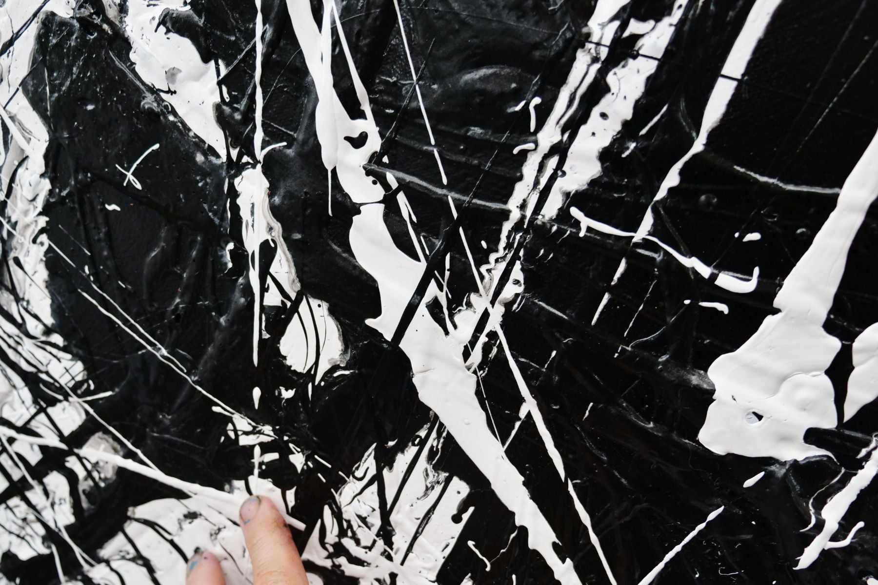 Brain Freezer 240cm x 120cm Black White Textured Abstract Painting (SOLD)