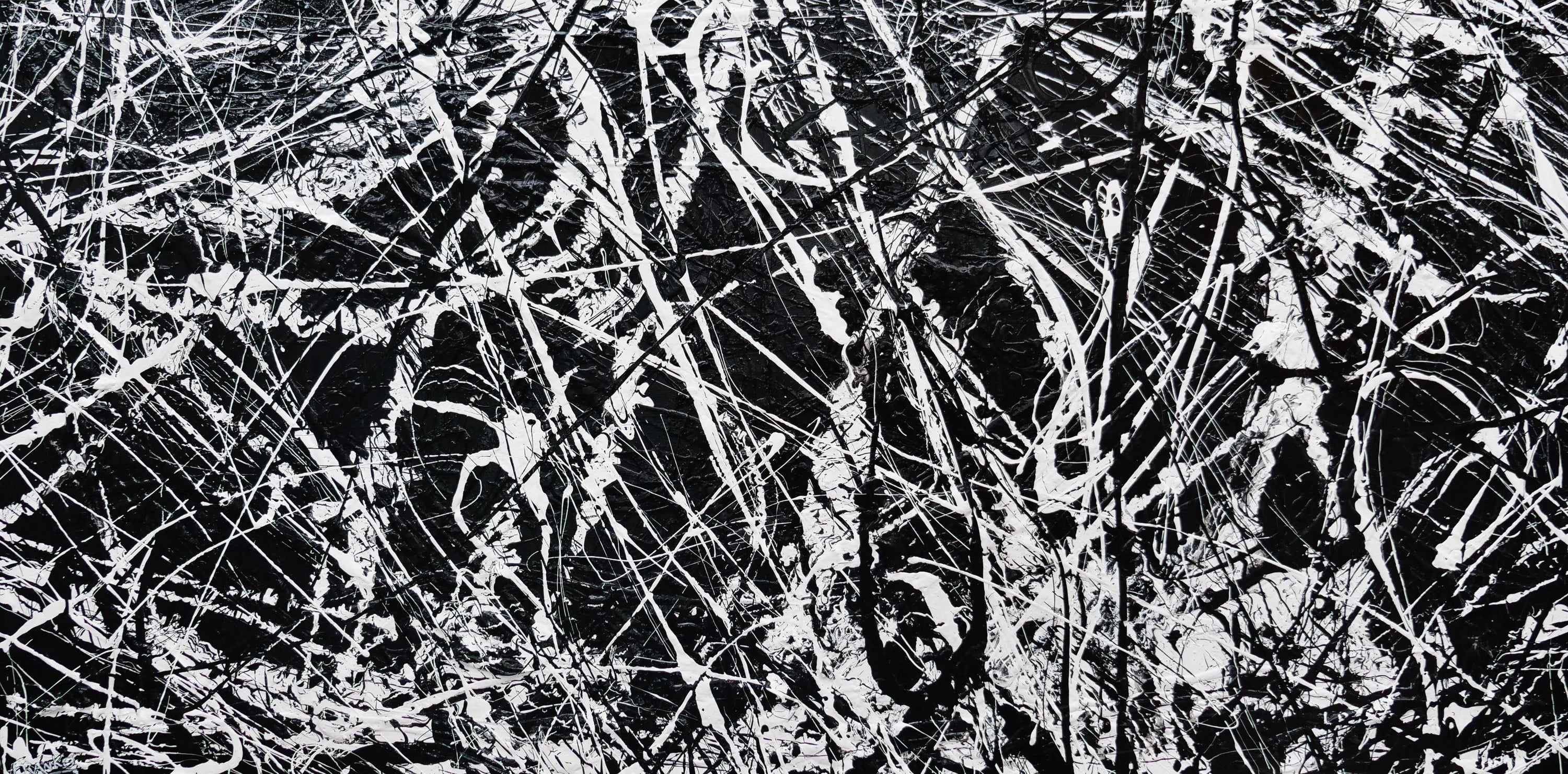 Brain Freezer 240cm x 120cm Black White Textured Abstract Painting (SOLD)-Abstract-Franko-[Franko]-[Australia_Art]-[Art_Lovers_Australia]-Franklin Art Studio