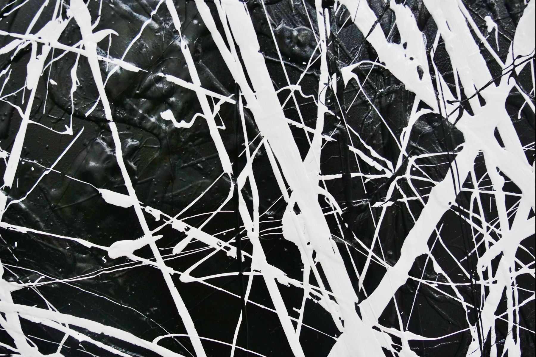 Brain Scatter 240cm x 120cm Black White Textured Abstract Painting (SOLD)