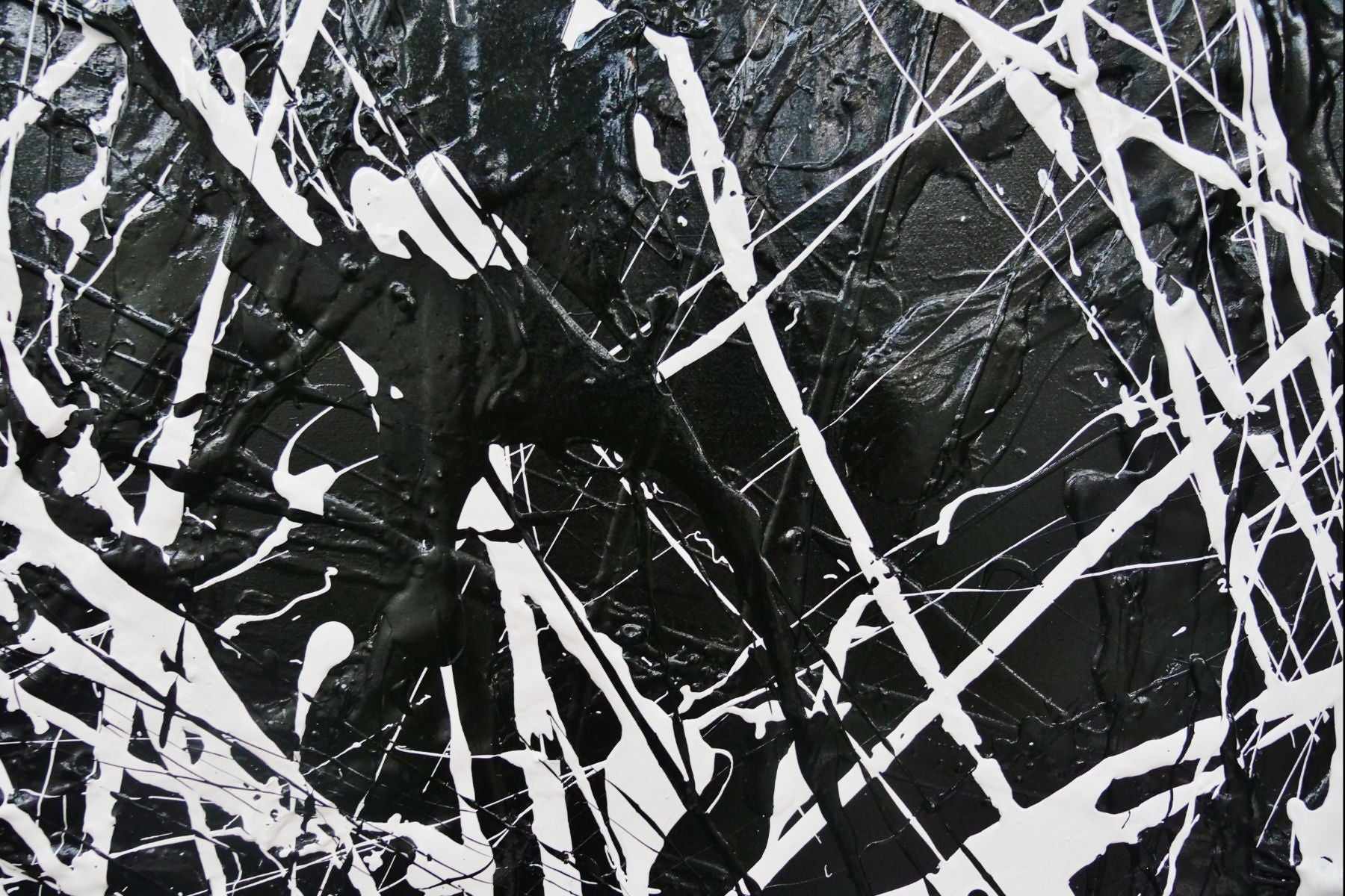 Brain Scatter 240cm x 120cm Black White Textured Abstract Painting (SOLD)