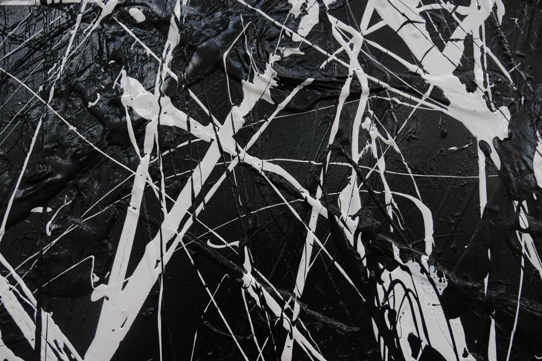Brain Scatter 240cm x 120cm Black White Textured Abstract Painting (SOLD)-Abstract-[Franko]-[Artist]-[Australia]-[Painting]-Franklin Art Studio