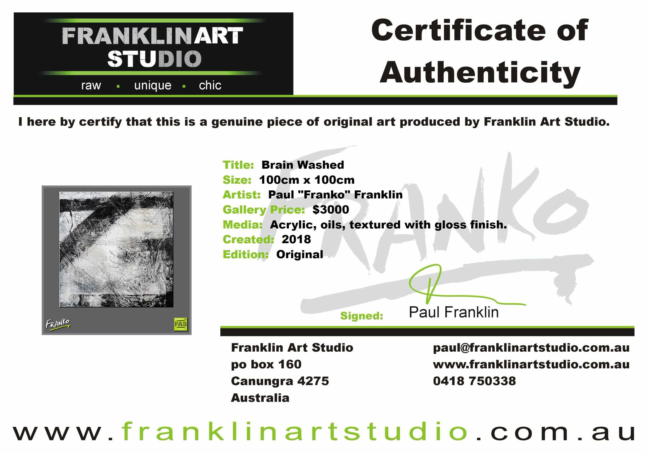 Brainwashed 100cm x 100cm Grey Black Abstract Painting (SOLD)-Abstract-Franko-[franko_art]-[beautiful_Art]-[The_Block]-Franklin Art Studio