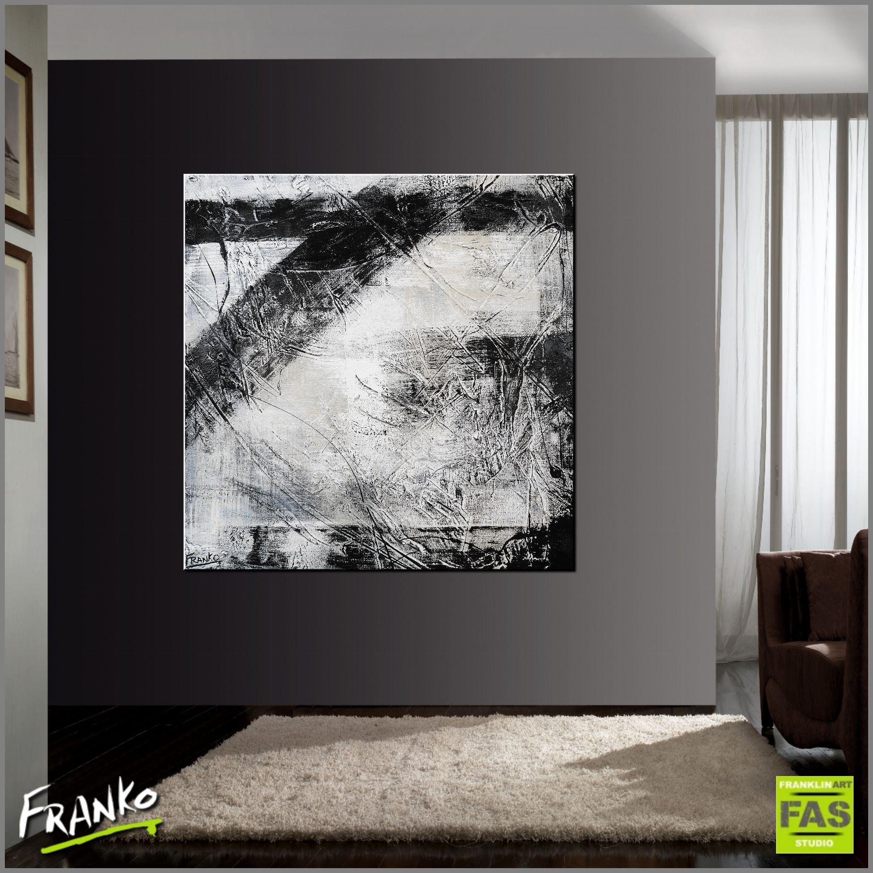 Brainwashed 100cm x 100cm Grey Black Abstract Painting (SOLD)-Abstract-Franko-[huge]-[Australian]-[best Selling]-Franklin Art Studio