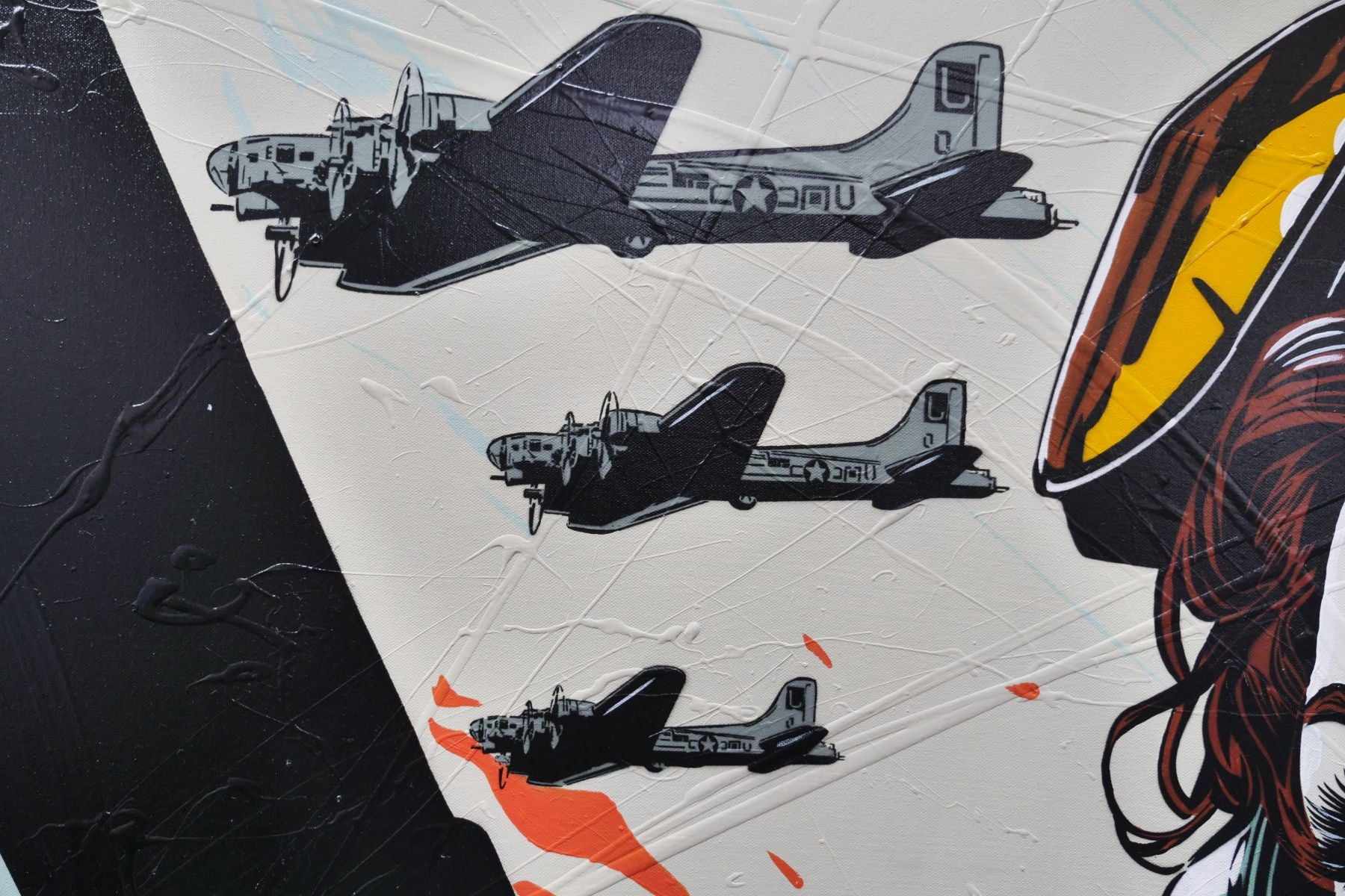 Brave Realisation 160cm x 100cm Plane Textured Urban Pop Art Painting (SOLD)