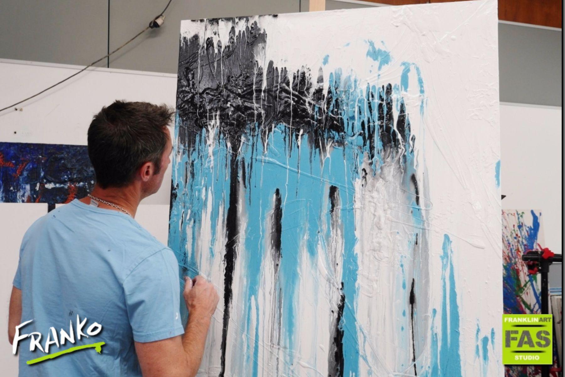 Bright Blue 120cm x 100cm Blue Abstract Painting (SOLD)-abstract-[Franko Artist]-[Gold Coast]-[Brisbane]-[Huge]-Franklin Art Studio