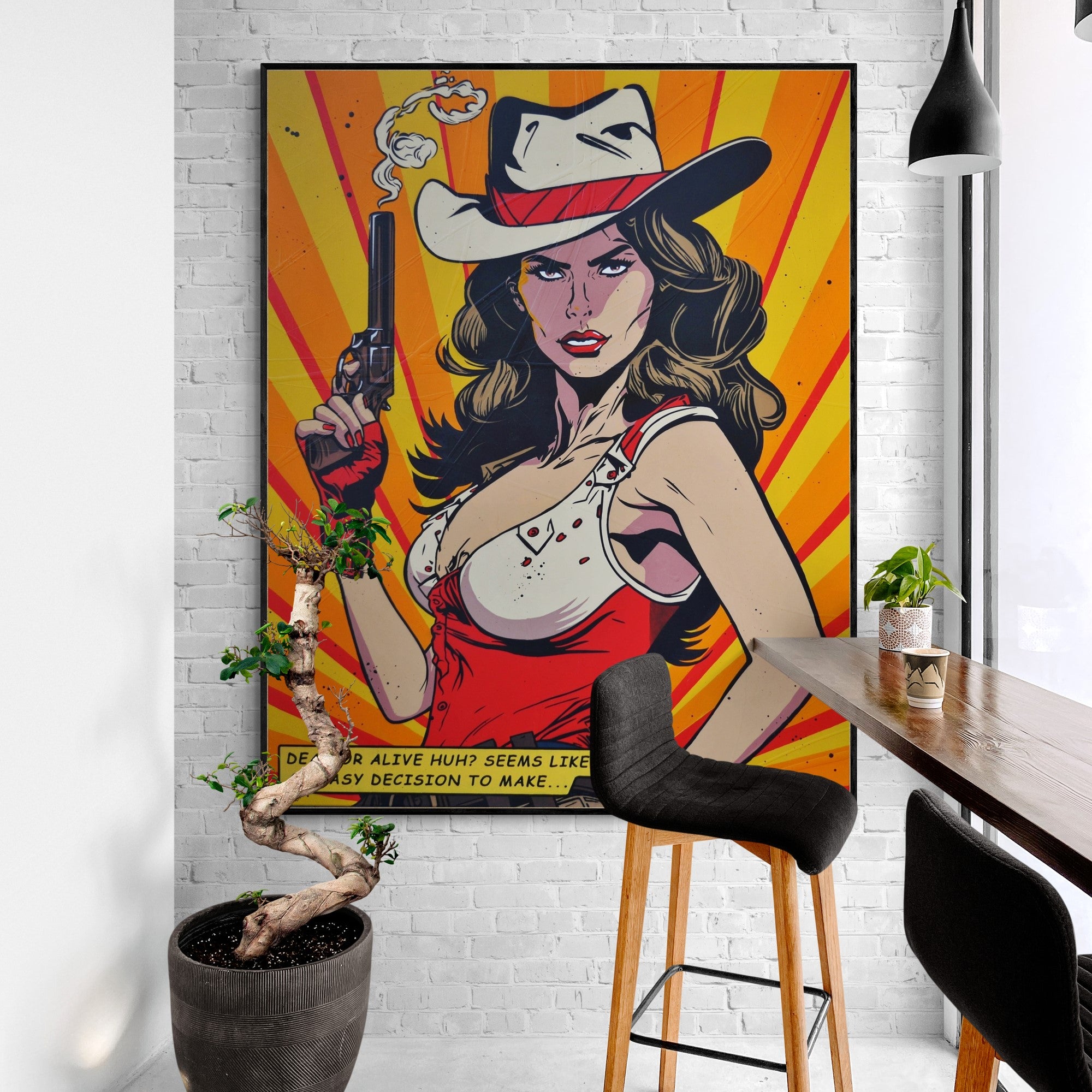 Choices 120cm x 150cm Cowgirl Textured Urban Pop Art Painting (SOLD)