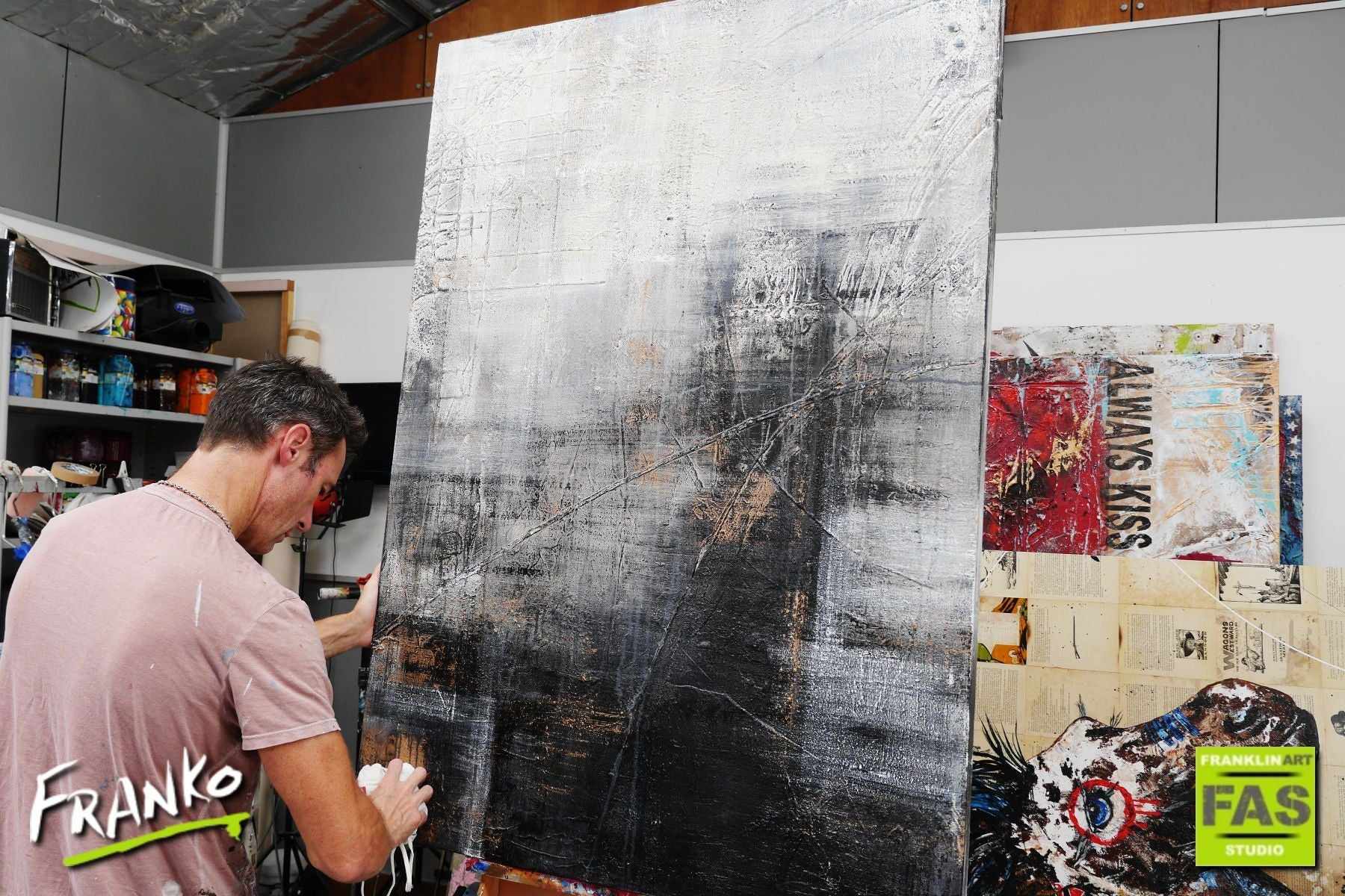 Bronze Age 140cm x 100cm Grey Black Abstract Painting (SOLD)-Abstract-Franko-[franko_artist]-[Art]-[interior_design]-Franklin Art Studio