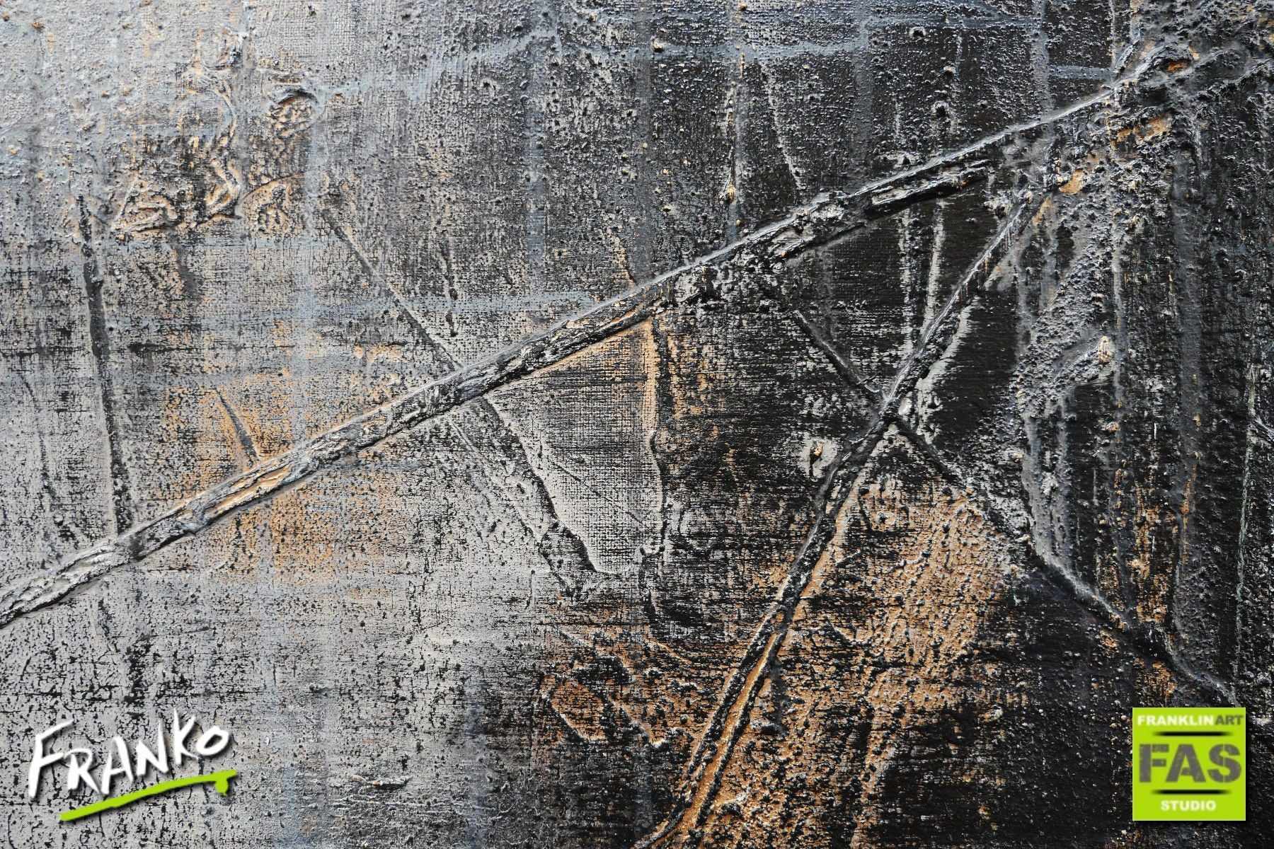 Bronze Age 140cm x 100cm Grey Black Abstract Painting (SOLD)