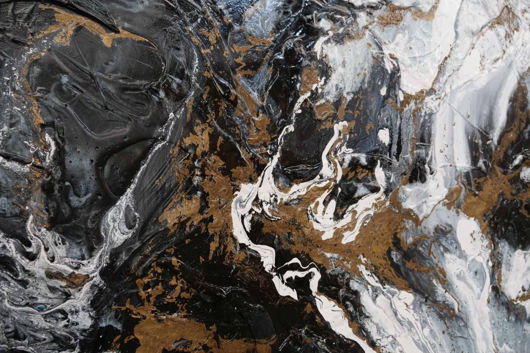Bronzed Golden Ransom 240cm x 100cm Black Gold Textured Abstract Painting (SOLD)