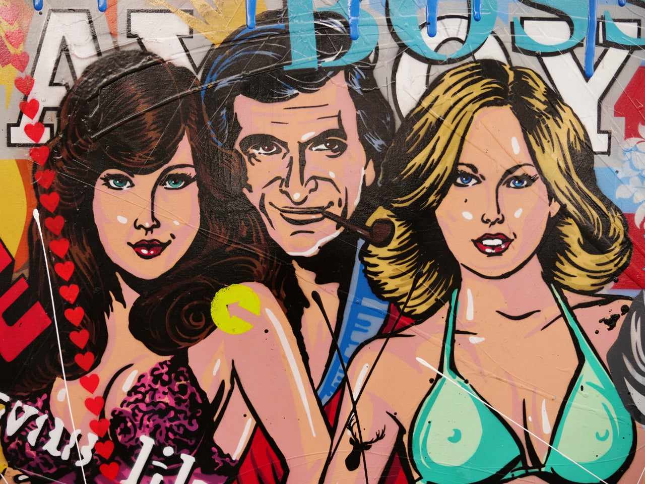 Bunnies 120cm x 120cm Hugh Hefner Playboy Textured Urban Pop Art Painting (SOLD)