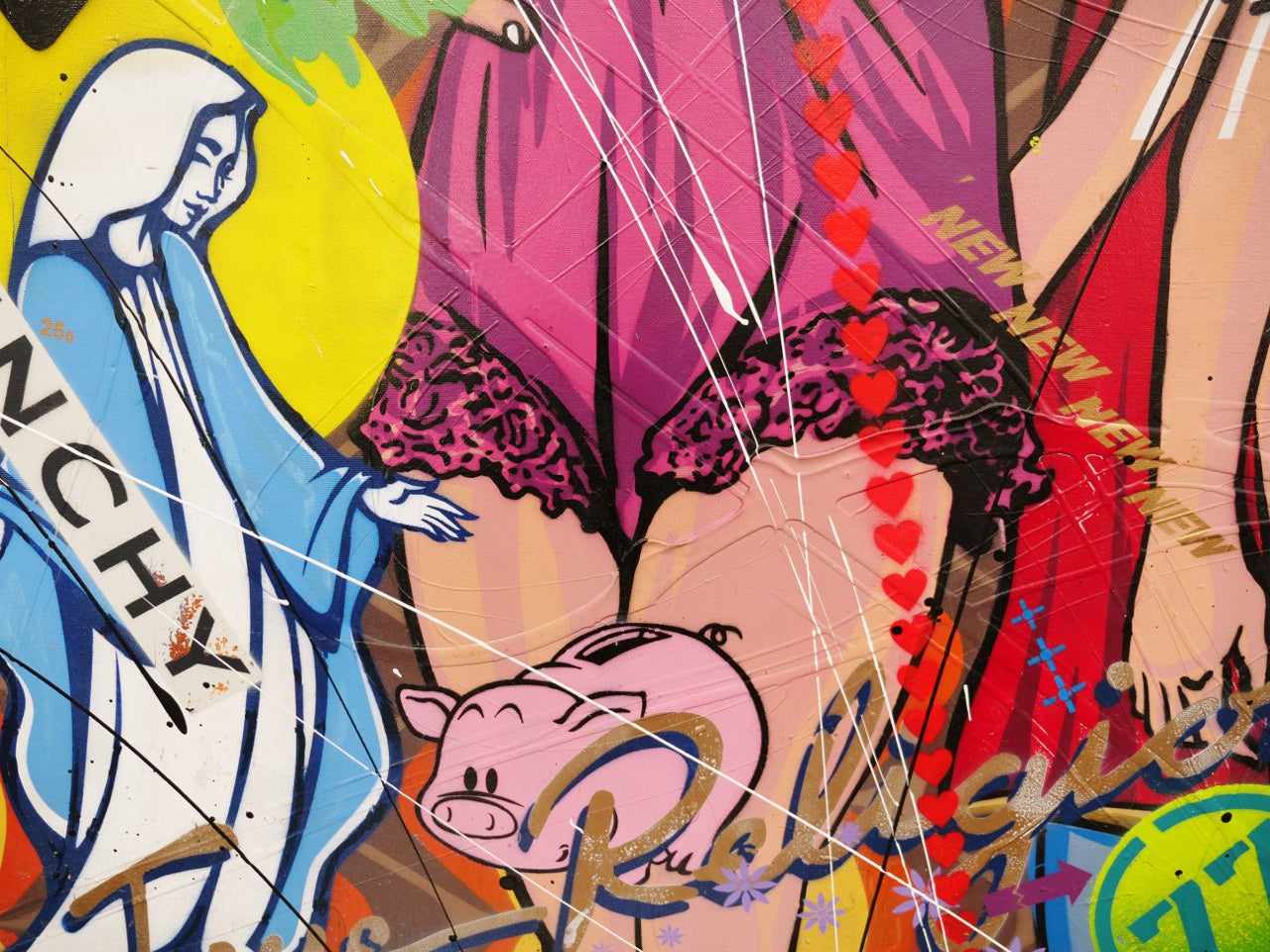 Bunnies 120cm x 120cm Hugh Hefner Playboy Textured Urban Pop Art Painting (SOLD)