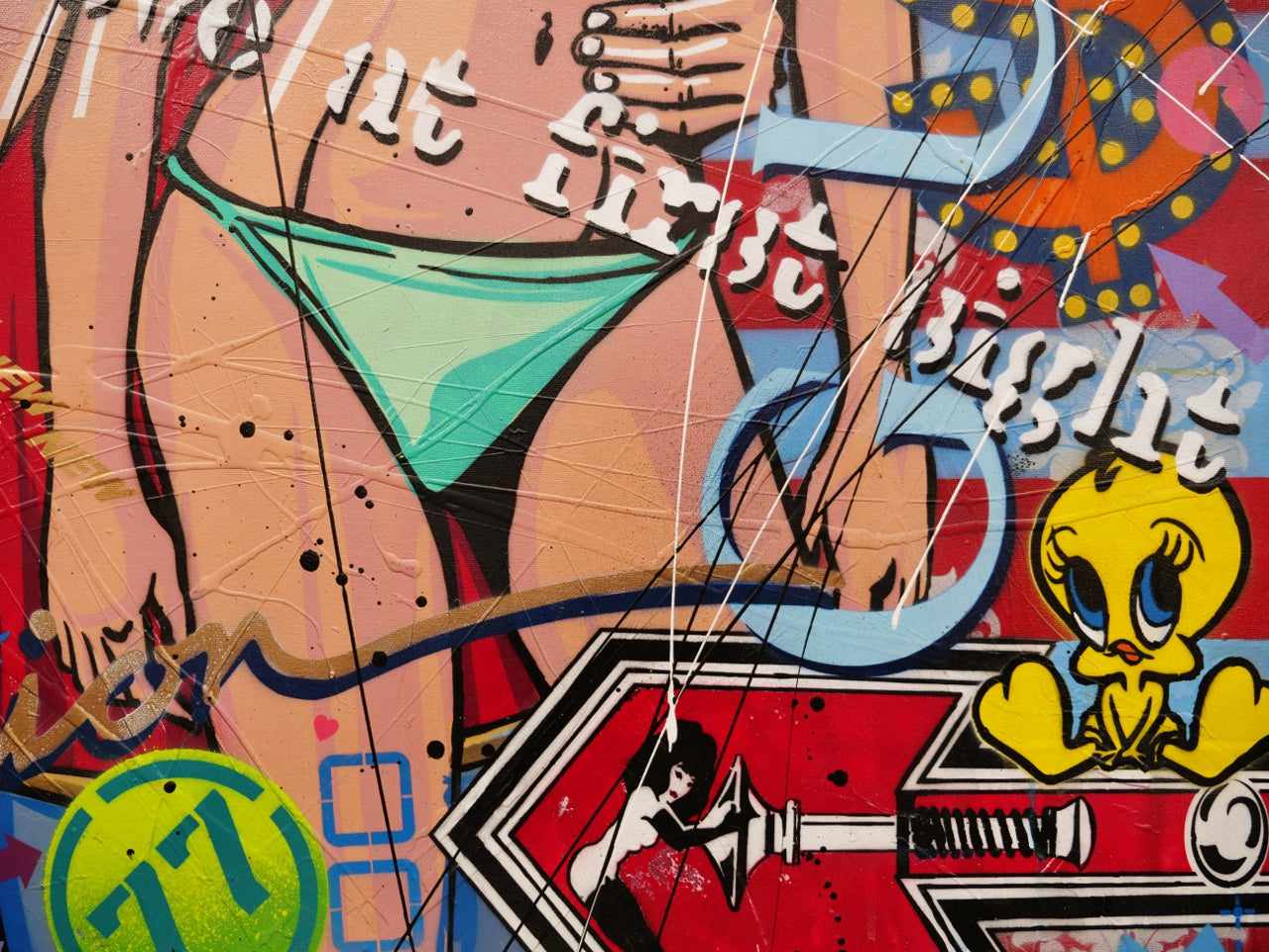 Bunnies 120cm x 120cm Hugh Hefner Playboy Textured Urban Pop Art Painting (SOLD)