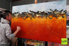 Burnt Orange Landscape 160cm x 100cm Blue Orange Textured Abstract Painting (SOLD)-Abstract-Franko-[franko_artist]-[Art]-[interior_design]-Franklin Art Studio