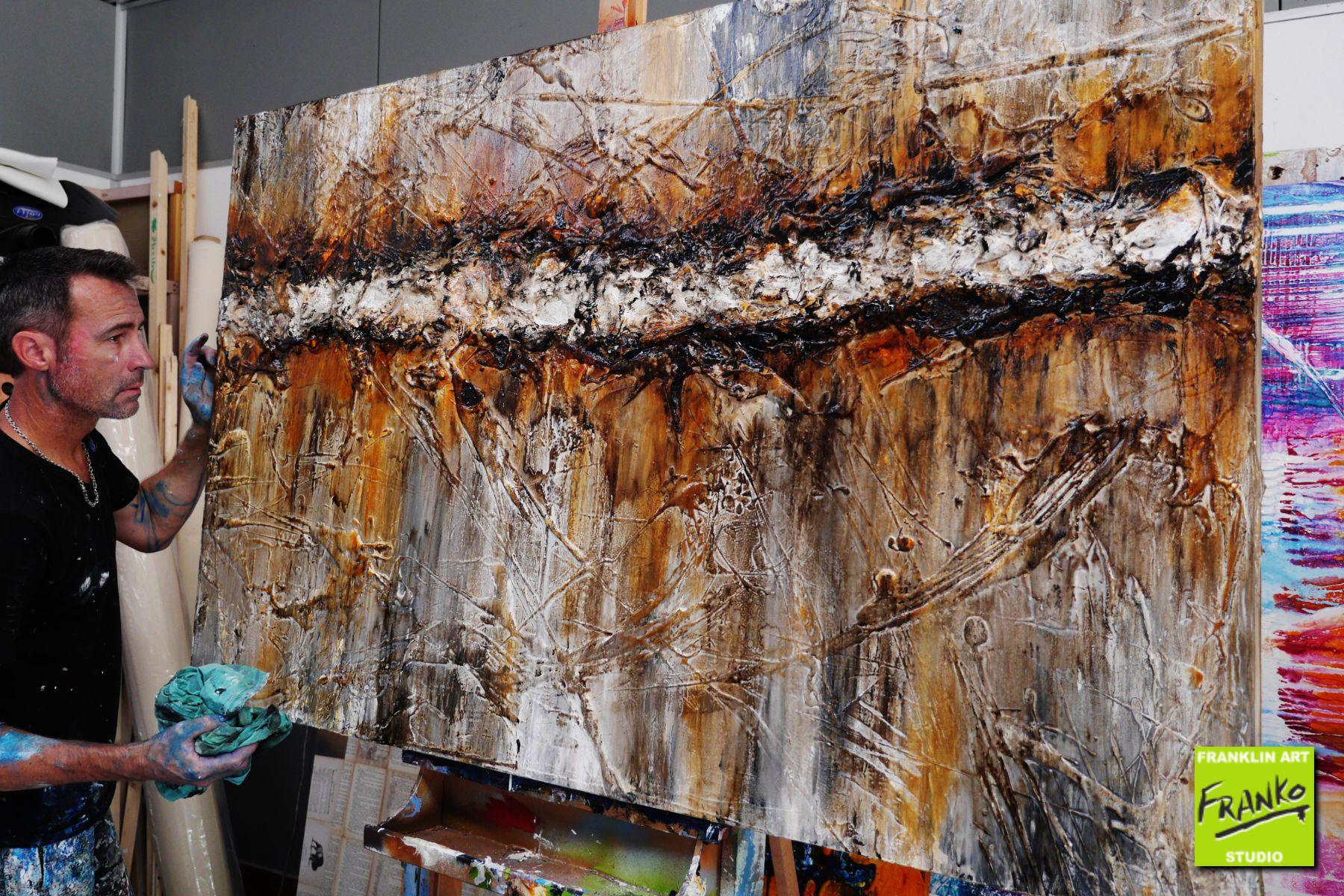 Burra Burra 160cm x 100cm Brown White Grey Textured Abstract Painting (SOLD)-Abstract-Franko-[franko_artist]-[Art]-[interior_design]-Franklin Art Studio