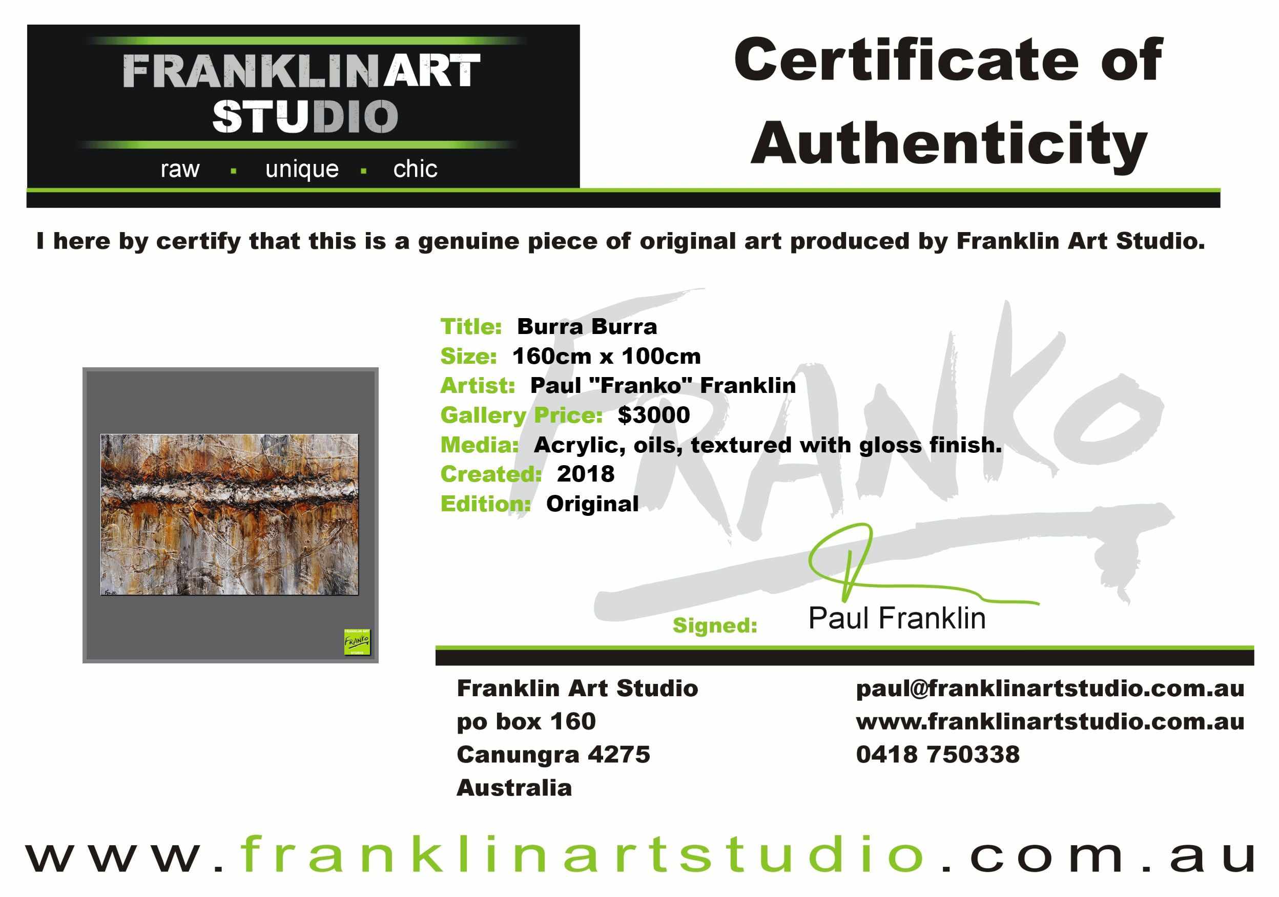 Burra Burra 160cm x 100cm Brown White Grey Textured Abstract Painting (SOLD)-Abstract-Franko-[franko_art]-[beautiful_Art]-[The_Block]-Franklin Art Studio