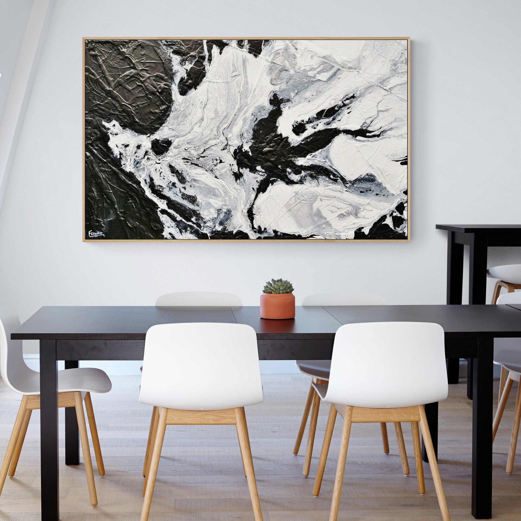 Black Myth 160cm x 100cm Black White Textured Abstract Painting (SOLD)