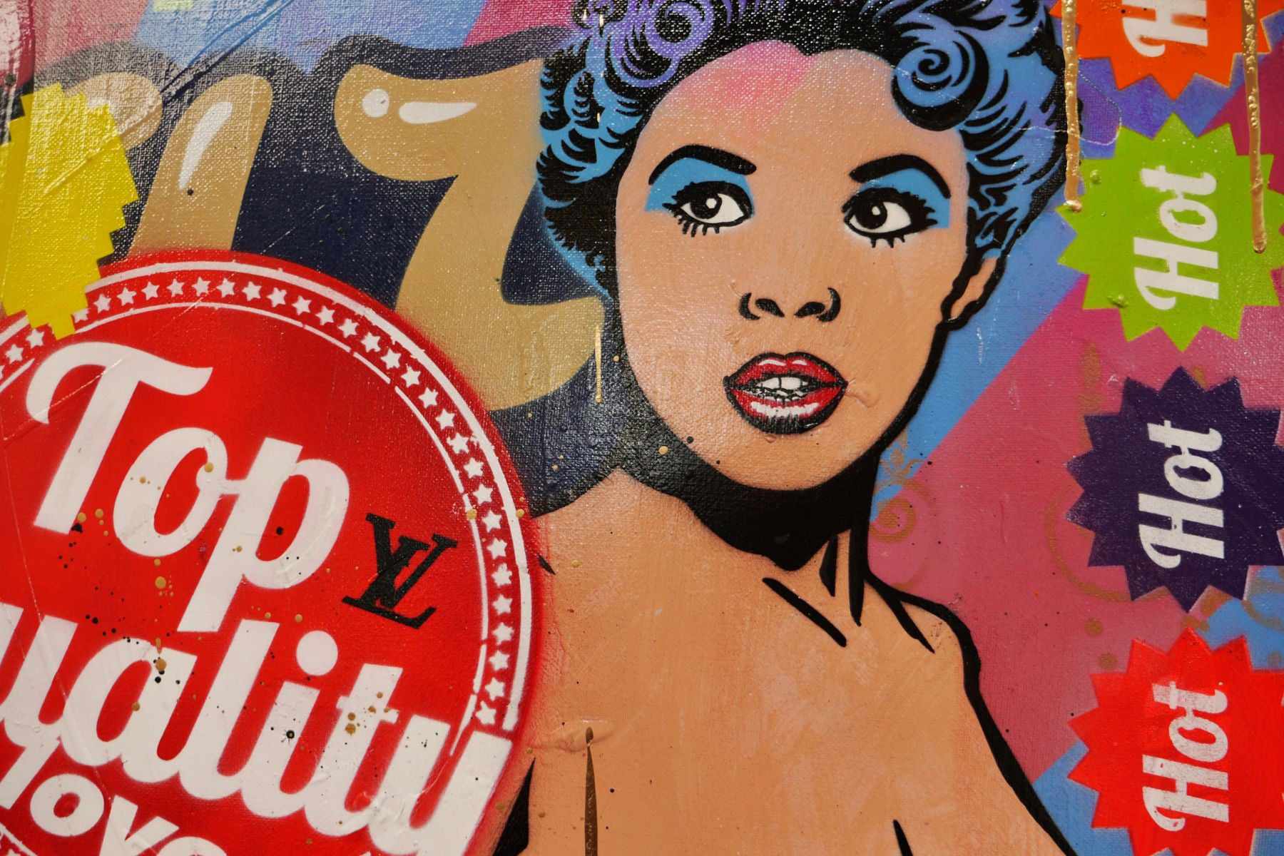 Cabaret and Cabernet 160cm x 100cm Candy Barr Textured Urban Pop Art Painting (SOLD)-urban pop-[Franko]-[Artist]-[Australia]-[Painting]-Franklin Art Studio