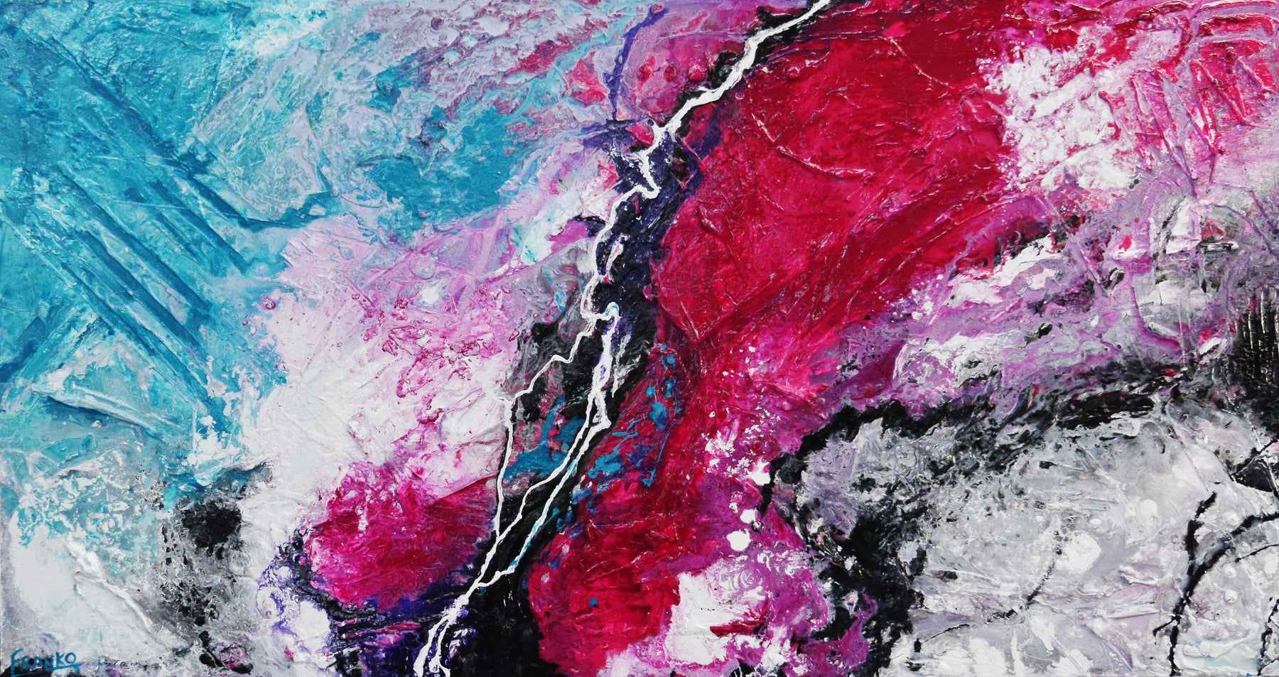Cabernet 190cm x 100cm Pink Blue Grey Textured Abstract Painting (SOLD)-Abstract-Franko-[Franko]-[Australia_Art]-[Art_Lovers_Australia]-Franklin Art Studio