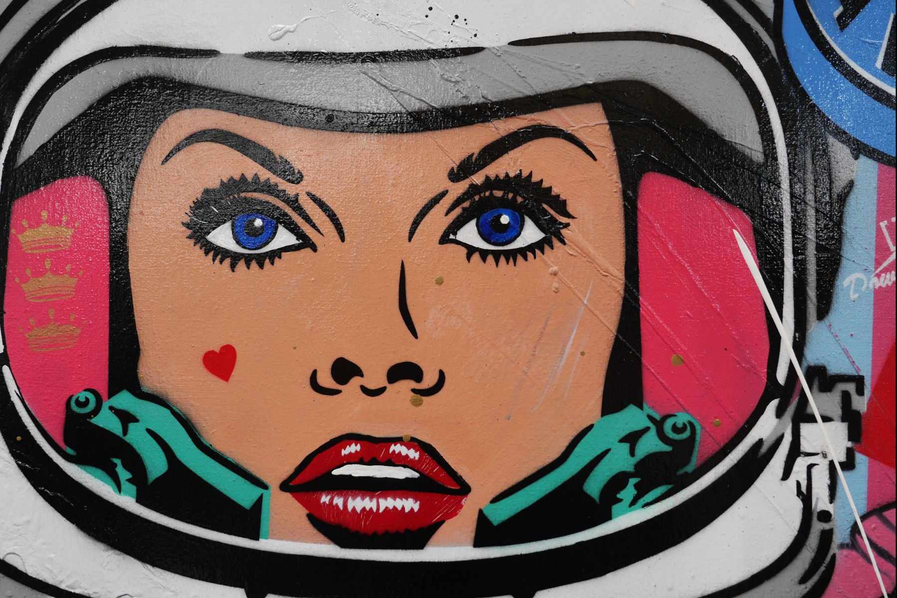 Cadet: The Romance Continues 190cm x 100cm Space Cadet Textured Urban Pop Art Painting-huge-Australian artist-Franko-Franklin Art Studio