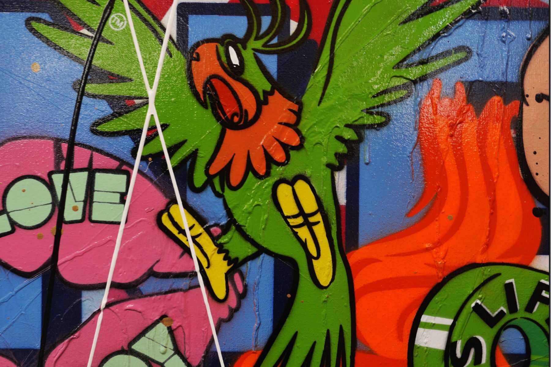 Cadet: The Romance Continues 190cm x 100cm Space Cadet Textured Urban Pop Art Painting (SOLD)-urban pop-[Franko]-[Artist]-[Australia]-[Painting]-Franklin Art Studio