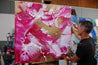 Candy Jazz 120cm x 120cm Gold Pink White Textured Abstract Painting (SOLD)-Abstract-Franko-[franko_artist]-[Art]-[interior_design]-Franklin Art Studio