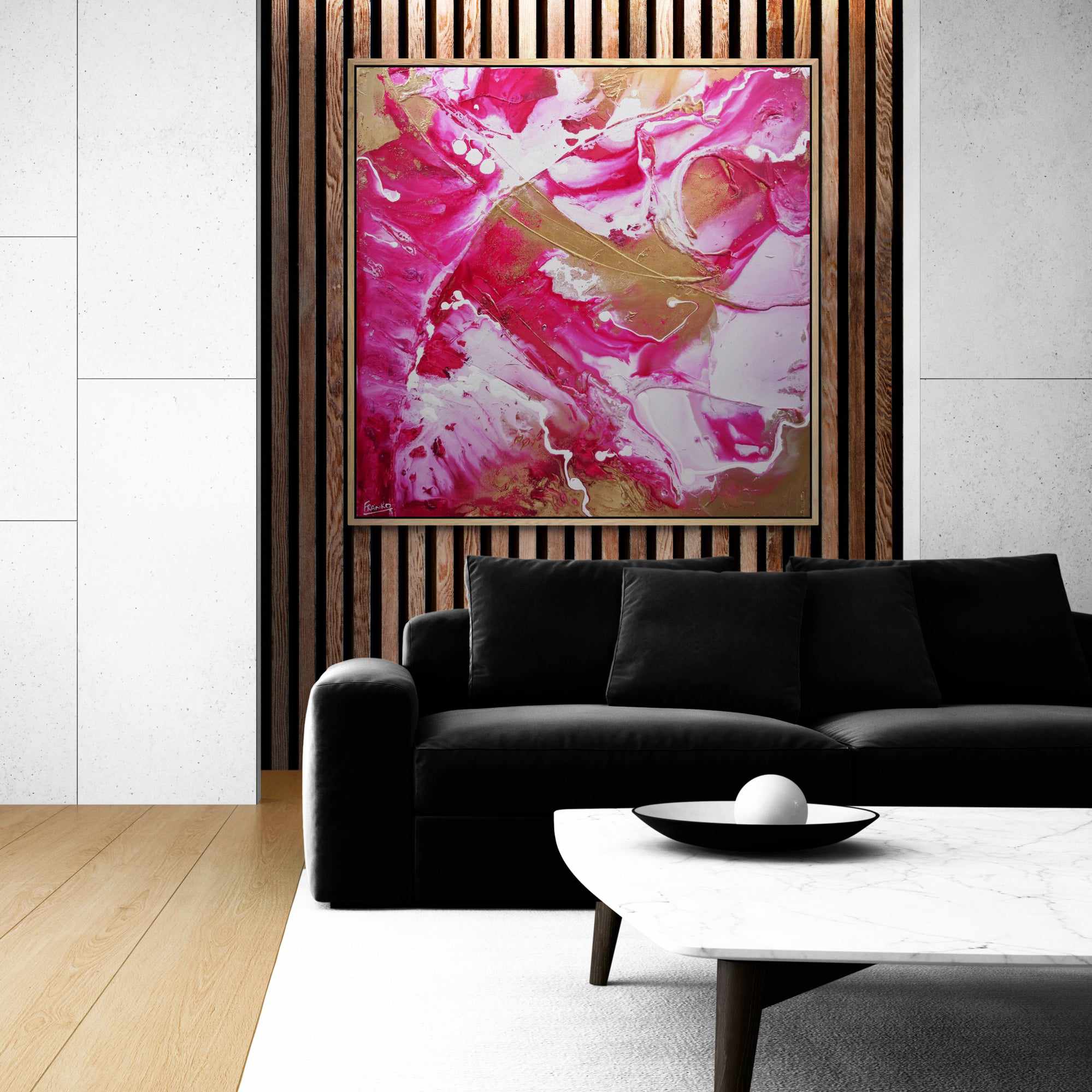 Candy Jazz 120cm x 120cm Gold Pink White Textured Abstract Painting (SOLD)-Abstract-Franko-[huge]-[Australian]-[best Selling]-Franklin Art Studio