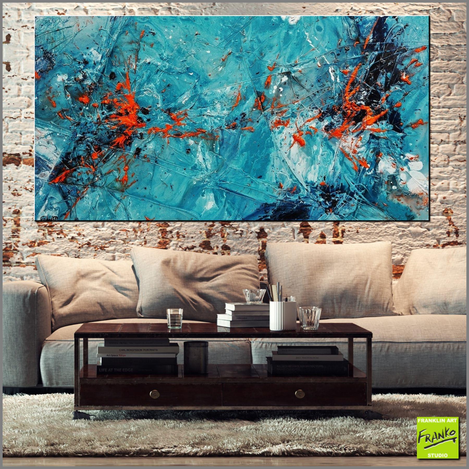Candy Oranges 190cm x 100cm Blue Orange Textured Abstract Painting (SOLD)-Abstract-Franko-[Franko]-[huge_art]-[Australia]-Franklin Art Studio