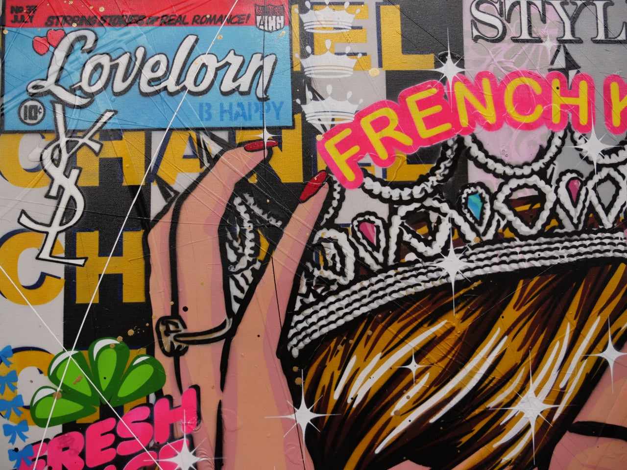 Candy Princess 140cm x 100cm Beauty Queen Textured Urban Pop Art Painting (SOLD)