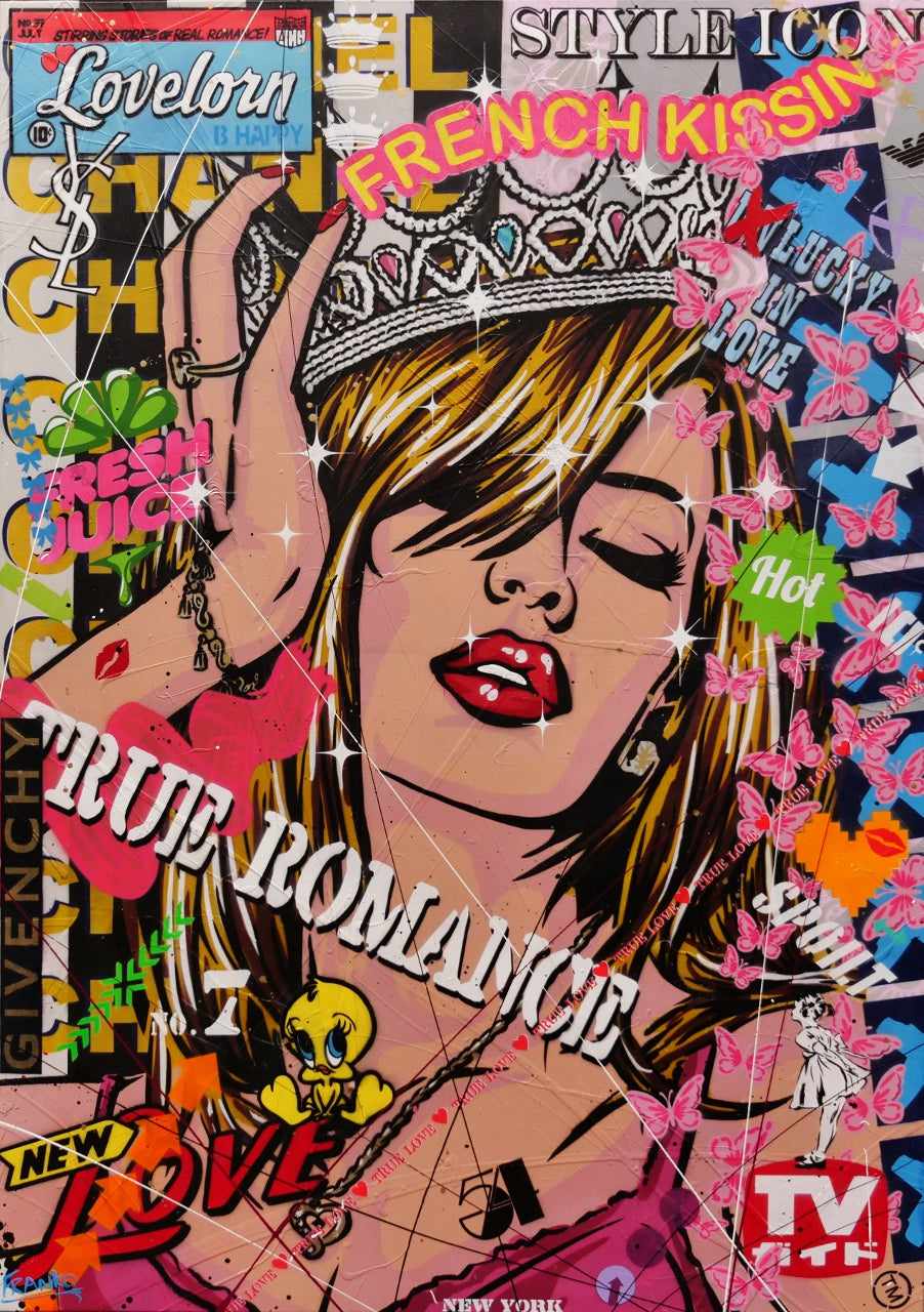 Candy Princess 140cm x 100cm Beauty Queen Textured Urban Pop Art Painting-Urban Pop Art-Franko-[Franko]-[Australia_Art]-[Art_Lovers_Australia]-Franklin Art Studio