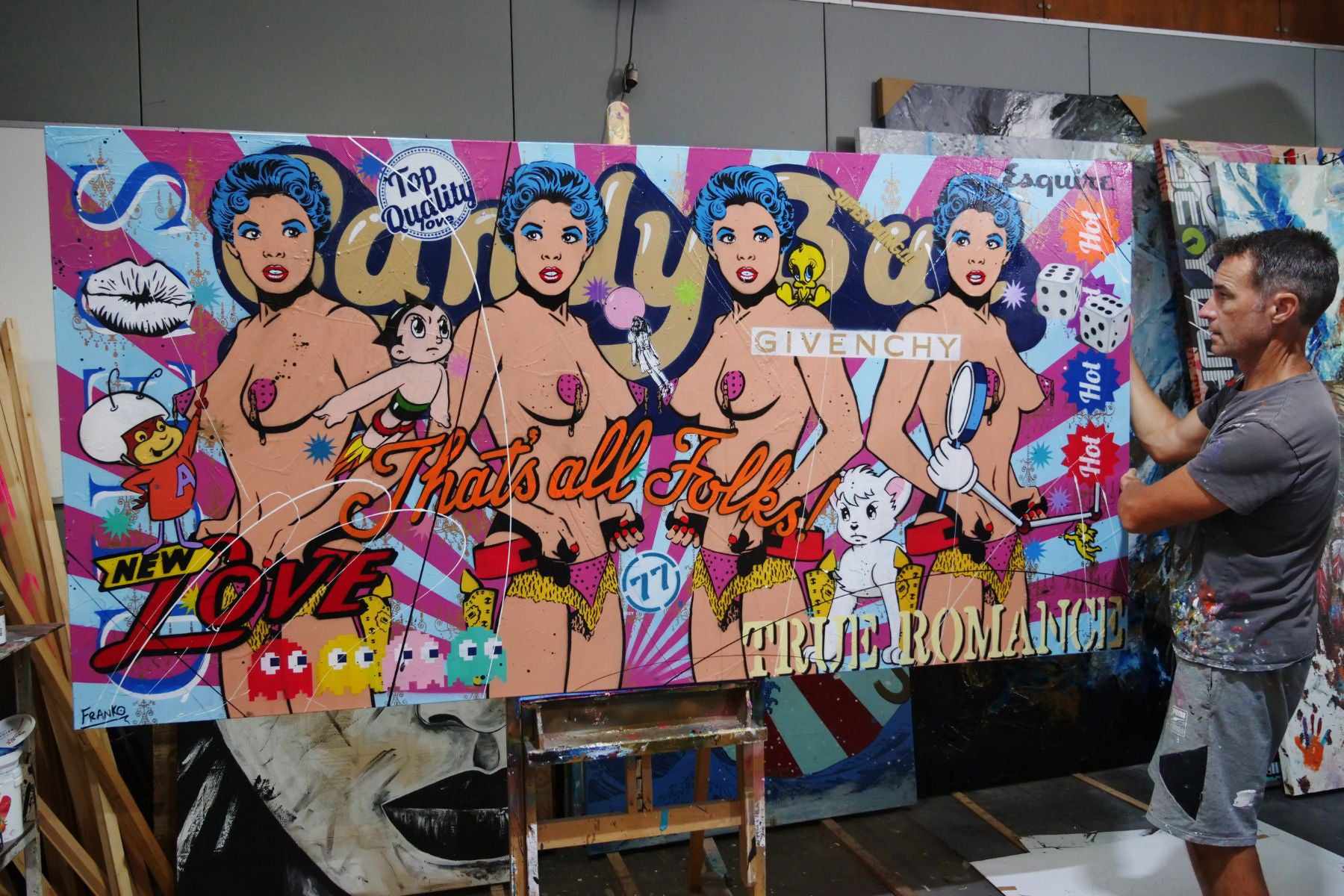 Candy's New Love 240cm x 120cm Candy Barr Textured Urban Pop Art Painting (SOLD)