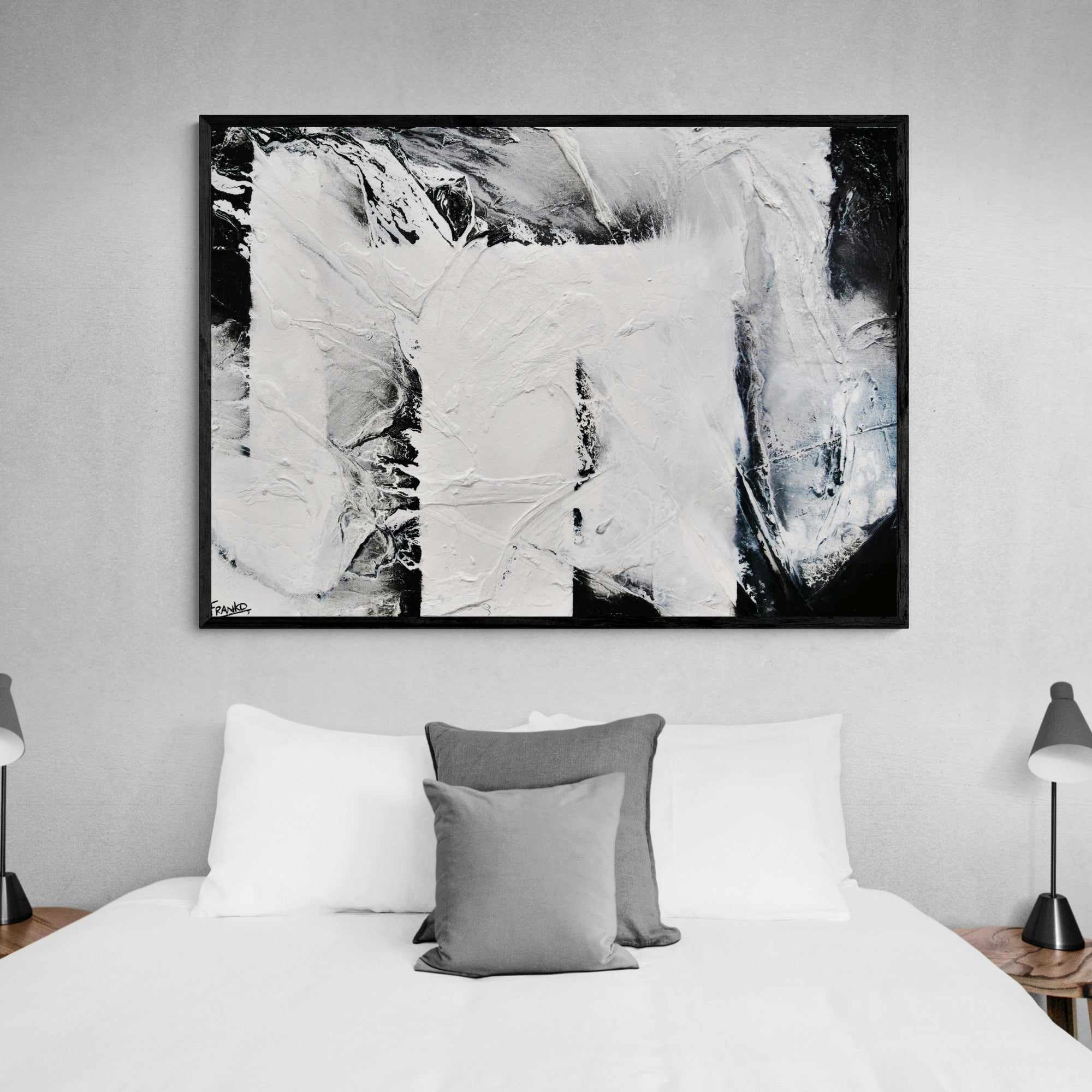 Carbon Fibre 140cm x 100cm Black White Textured Abstract Painting (SOLD)-Abstract-Franko-[franko_artist]-[Art]-[interior_design]-Franklin Art Studio