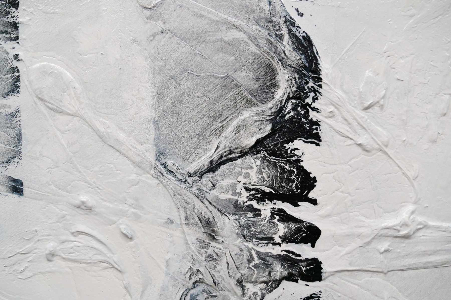 Carbon Fibre 140cm x 100cm Black White Textured Abstract Painting (SOLD)