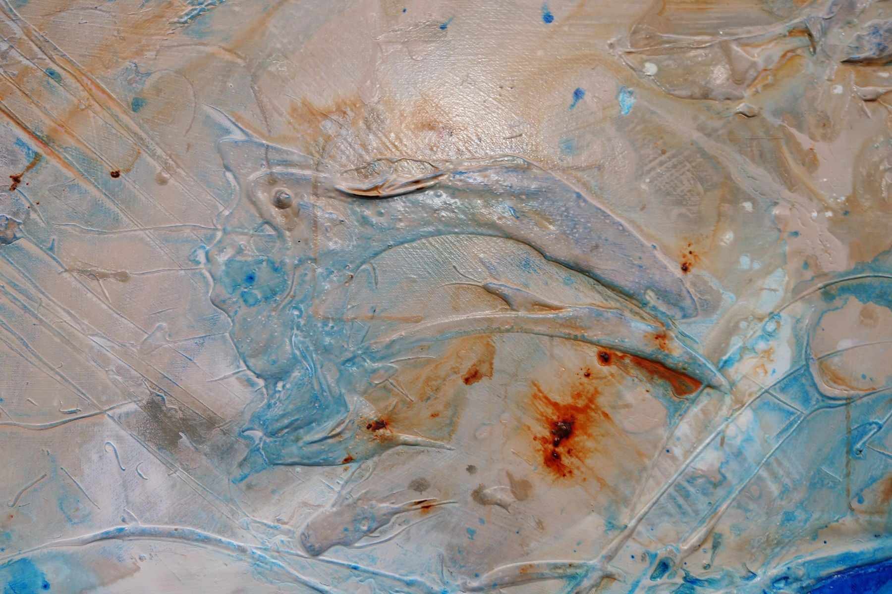 Casbah Rush 190cm x 100cm Blue Cream Textured Abstract Painting (SOLD)