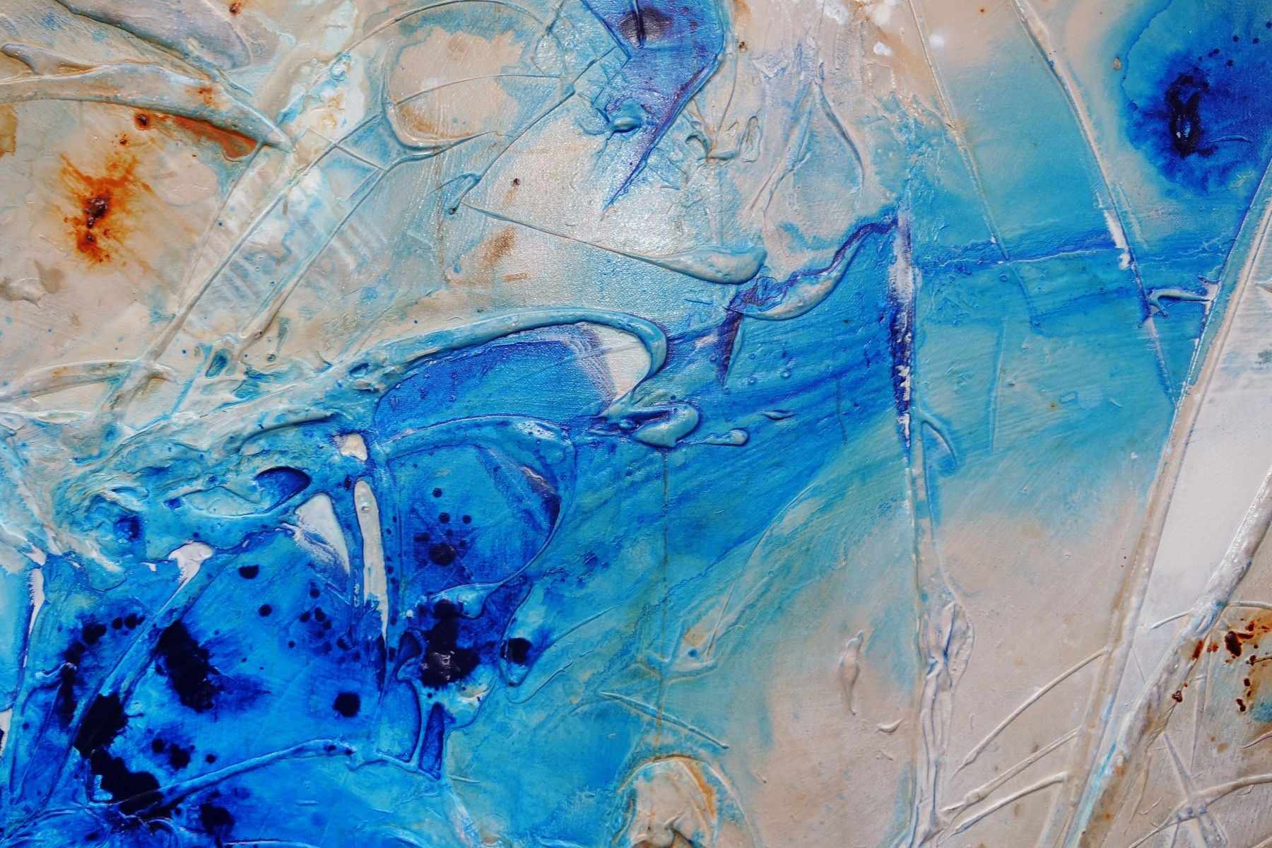 Casbah Rush 190cm x 100cm Blue Cream Textured Abstract Painting (SOLD)