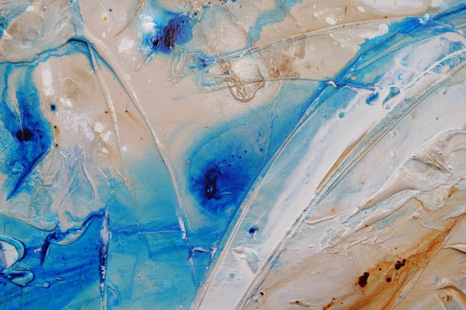 Casbah Rush 190cm x 100cm Blue Cream Textured Abstract Painting (SOLD)