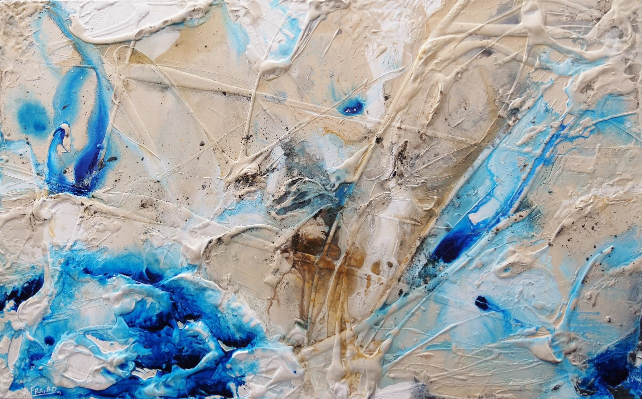 Casbah Sass 160cm x 100cm Cream Blue Textured Abstract Painting-Abstract-Franko-[Franko]-[Australia_Art]-[Art_Lovers_Australia]-Franklin Art Studio