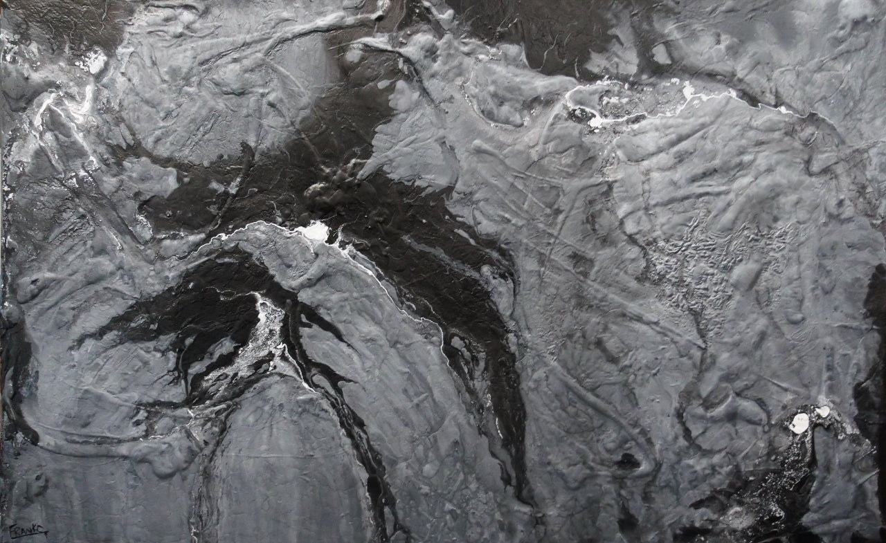 Cashmere 160cm x 100cm Black Grey Textured Abstract Painting (SOLD)-Abstract-[Franko ]-[Gallery]-[popular]-[Australia]-Franklin Art Studio