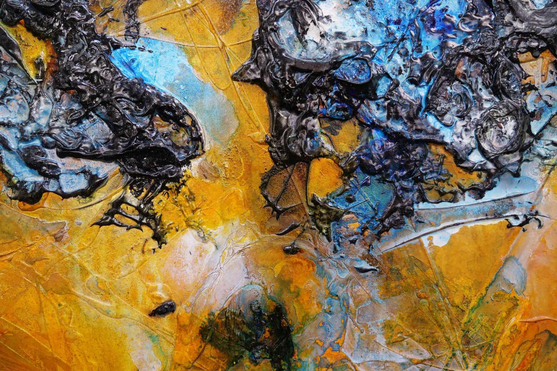 Castaway Beach 160cm x 100cm Sienna Black Blue Textured Abstract Paintin (SOLD)