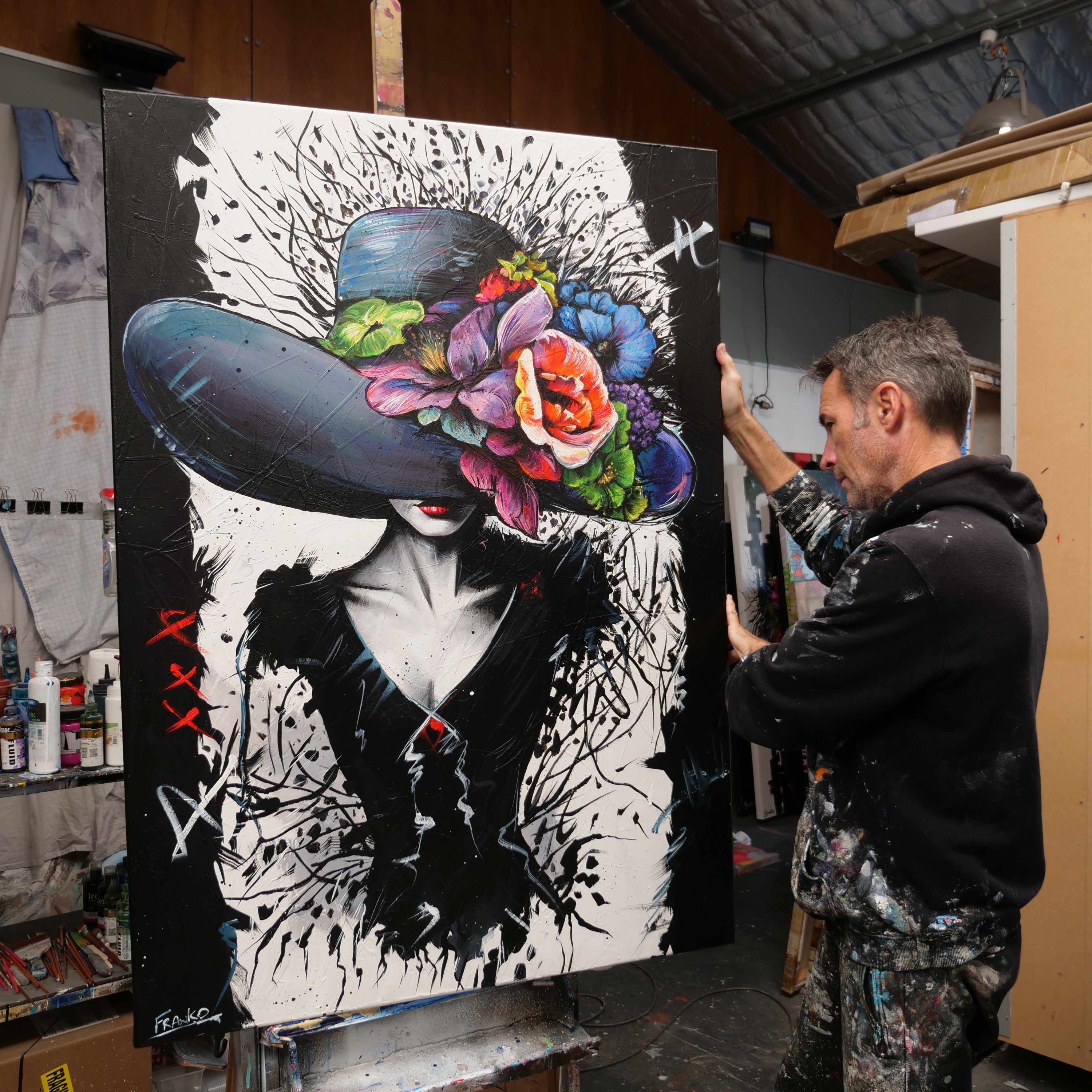 Chance 140cm x 100cm Flower Hat Abstract Elegance Textured Painting (SOLD)-people-[Franko Artist]-[Gold Coast]-[Brisbane]-[Huge]-Franklin Art Studio