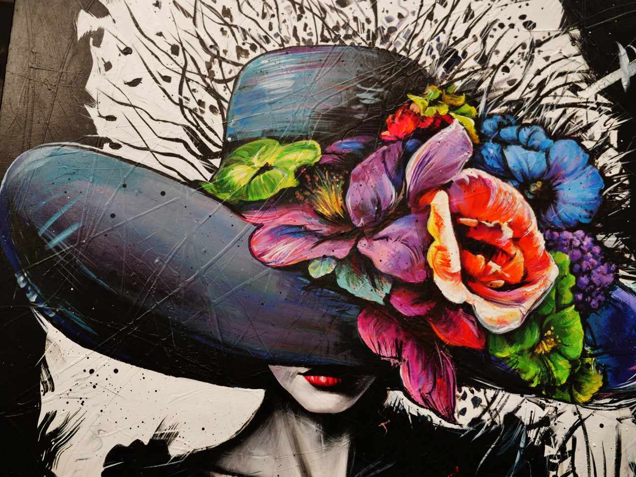 Chance 140cm x 100cm Flower Hat Abstract Elegance Textured Painting (SOLD)