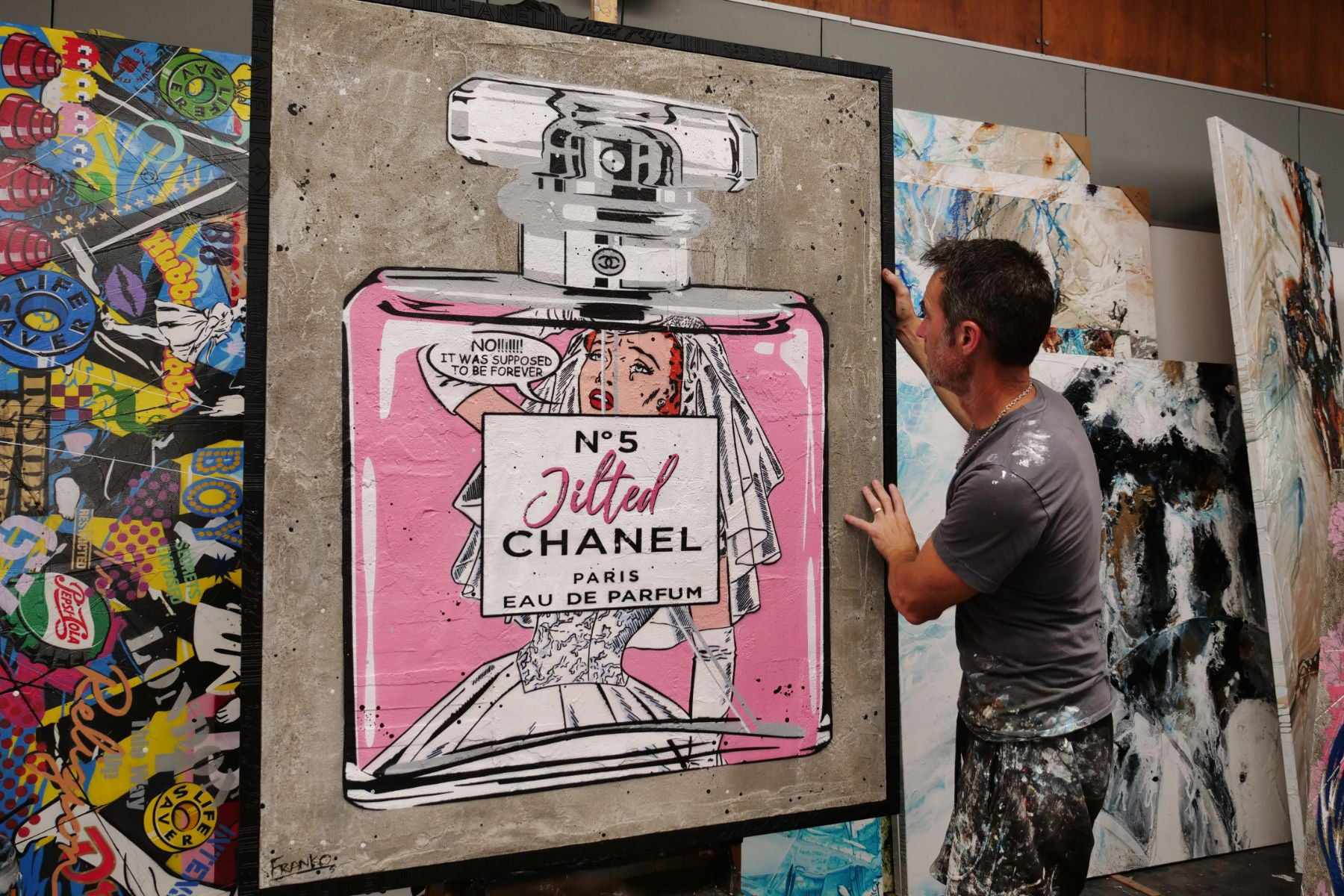 Chanel Perfume Bottle Graffiti Canvas Wall Art – SharpWallArts