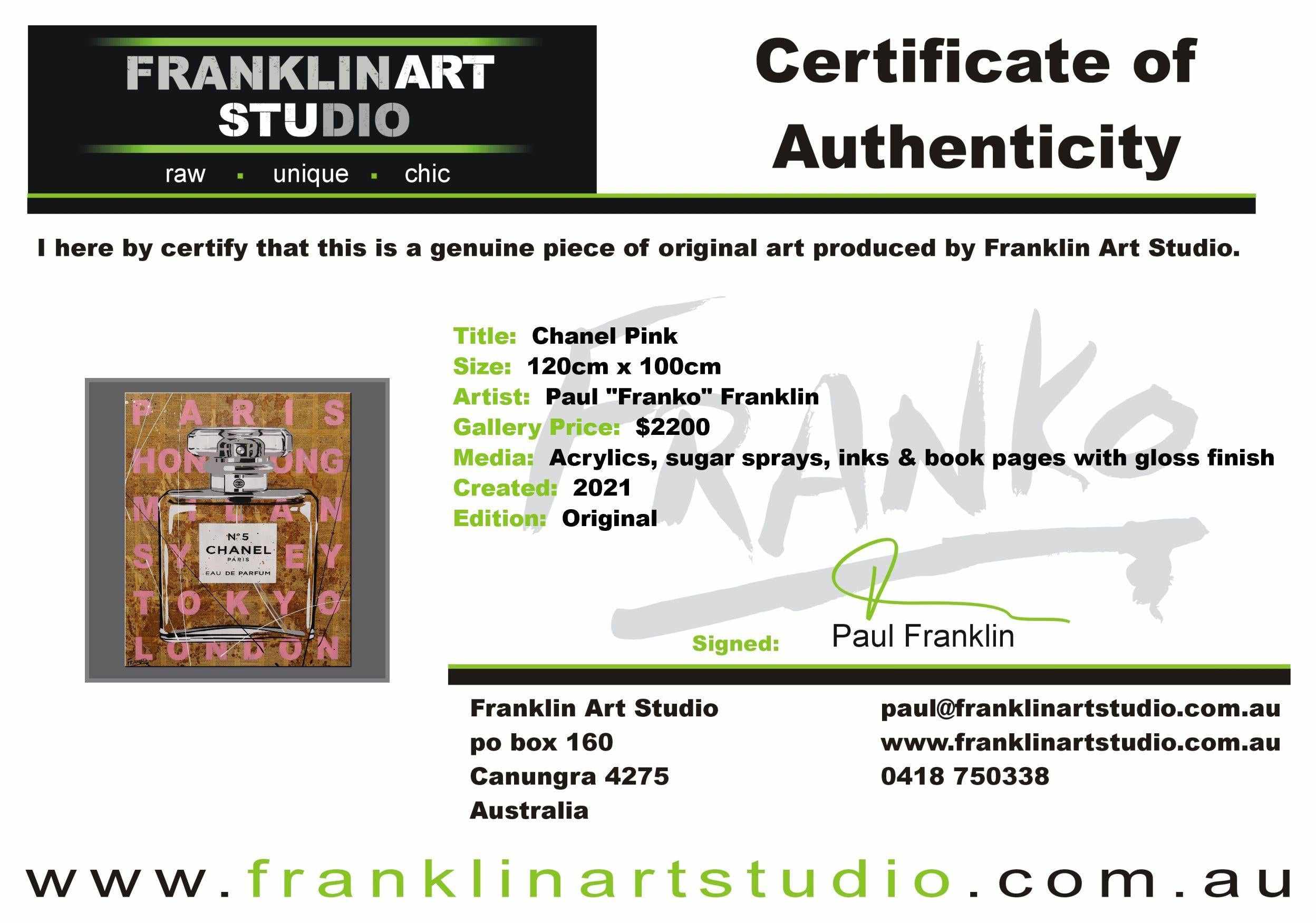 Chanel Pink 120cm x 100cm Pink Chanel Perfume Bottle Urban Pop Book Club Painting (SOLD)-book club-[Franko Artist]-[Cheryl]-[Wendy]-[Gabriela]-Franklin Art Studio