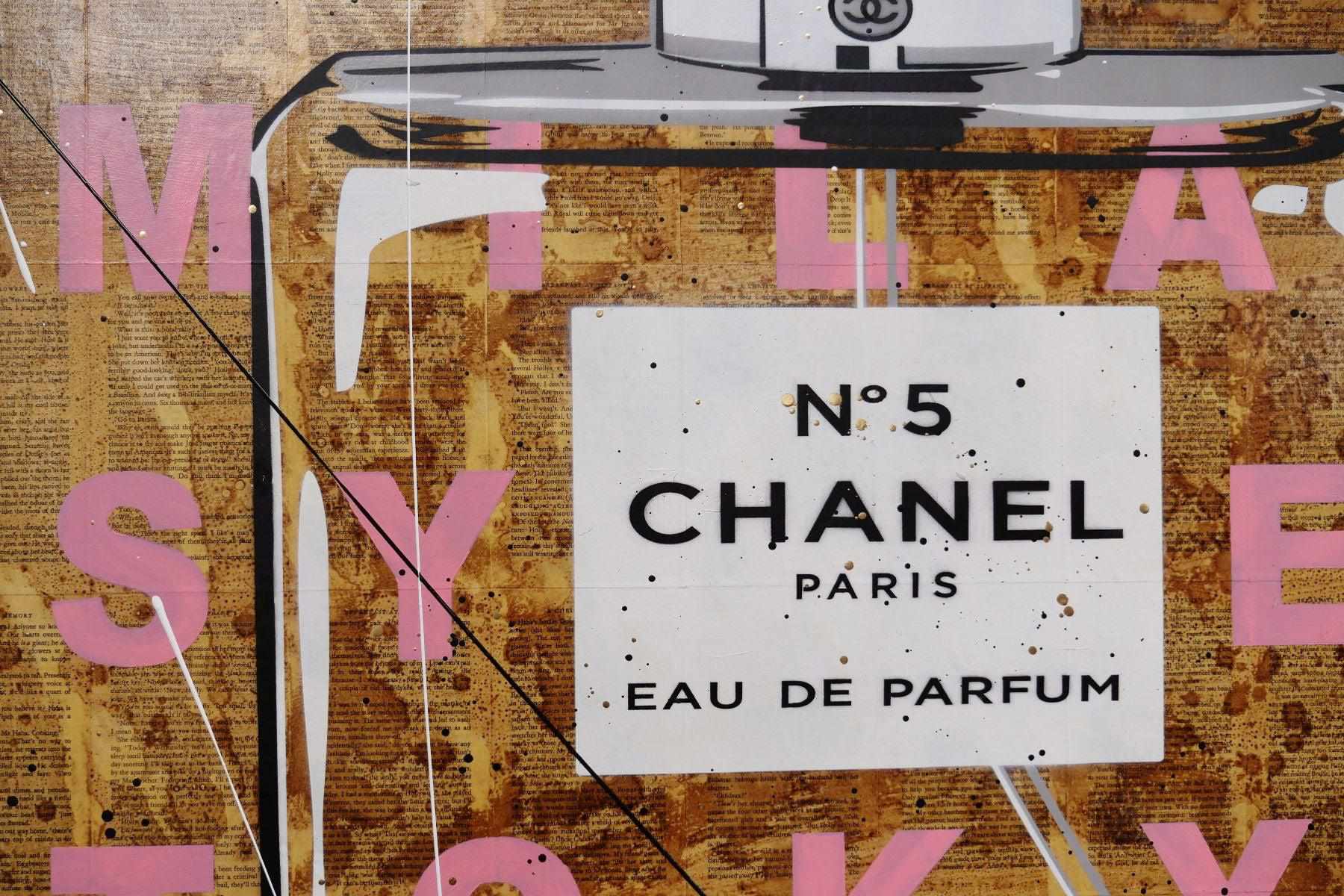 Chanel Pink 120cm x 100cm Pink Chanel Perfume Bottle Urban Pop Book Club Painting (SOLD)