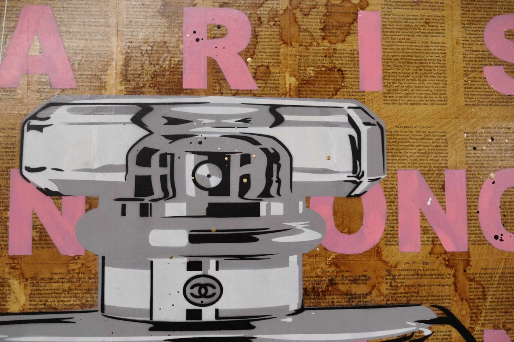 Chanel Pink 120cm x 100cm Pink Chanel Perfume Bottle Urban Pop Book Club Painting (SOLD)