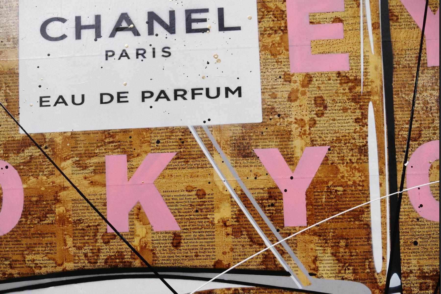 Chanel Pink 120cm x 100cm Pink Chanel Perfume Bottle Urban Pop Book Club Painting (SOLD)-book club-[Franko]-[Artist]-[Australia]-[Painting]-Franklin Art Studio