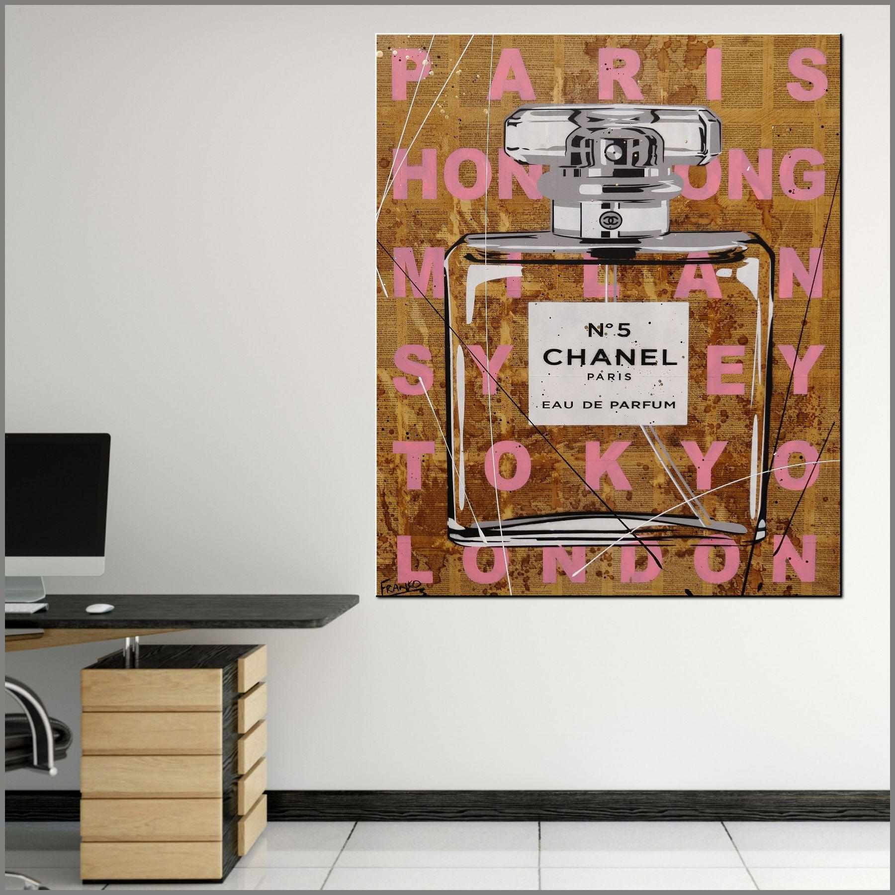 Chanel Pink 120cm x 100cm Pink Chanel Perfume Bottle Urban Pop Book Club Painting (SOLD)-book club-Franko-[huge]-[Australian]-[best Selling]-Franklin Art Studio
