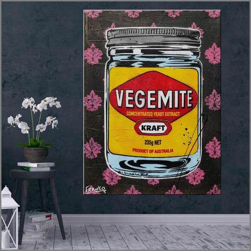 Charcoal Vegemite 75cm x 100cm Vegemite Textured Urban Pop Art Painting (SOLD)-concrete-Franko-[huge]-[Australian]-[best Selling]-Franklin Art Studio