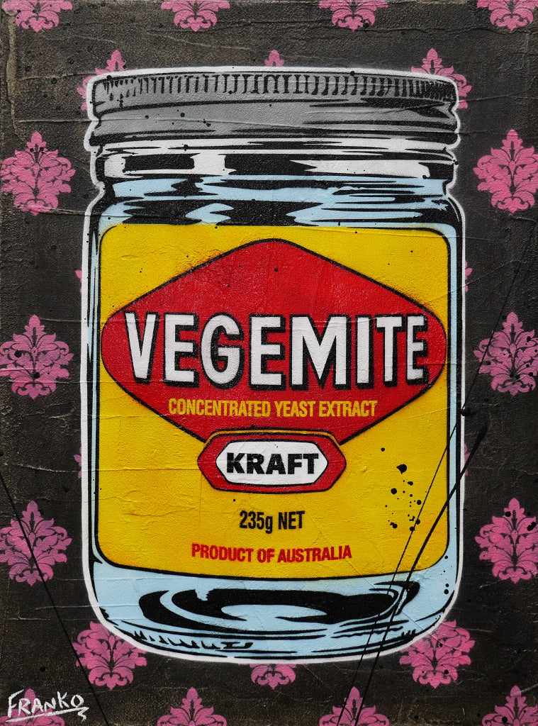 Charcoal Vegemite 75cm x 100cm Vegemite Textured Urban Pop Art Painting (SOLD)-concrete-[Franko ]-[Gallery]-[popular]-[Australia]-Franklin Art Studio