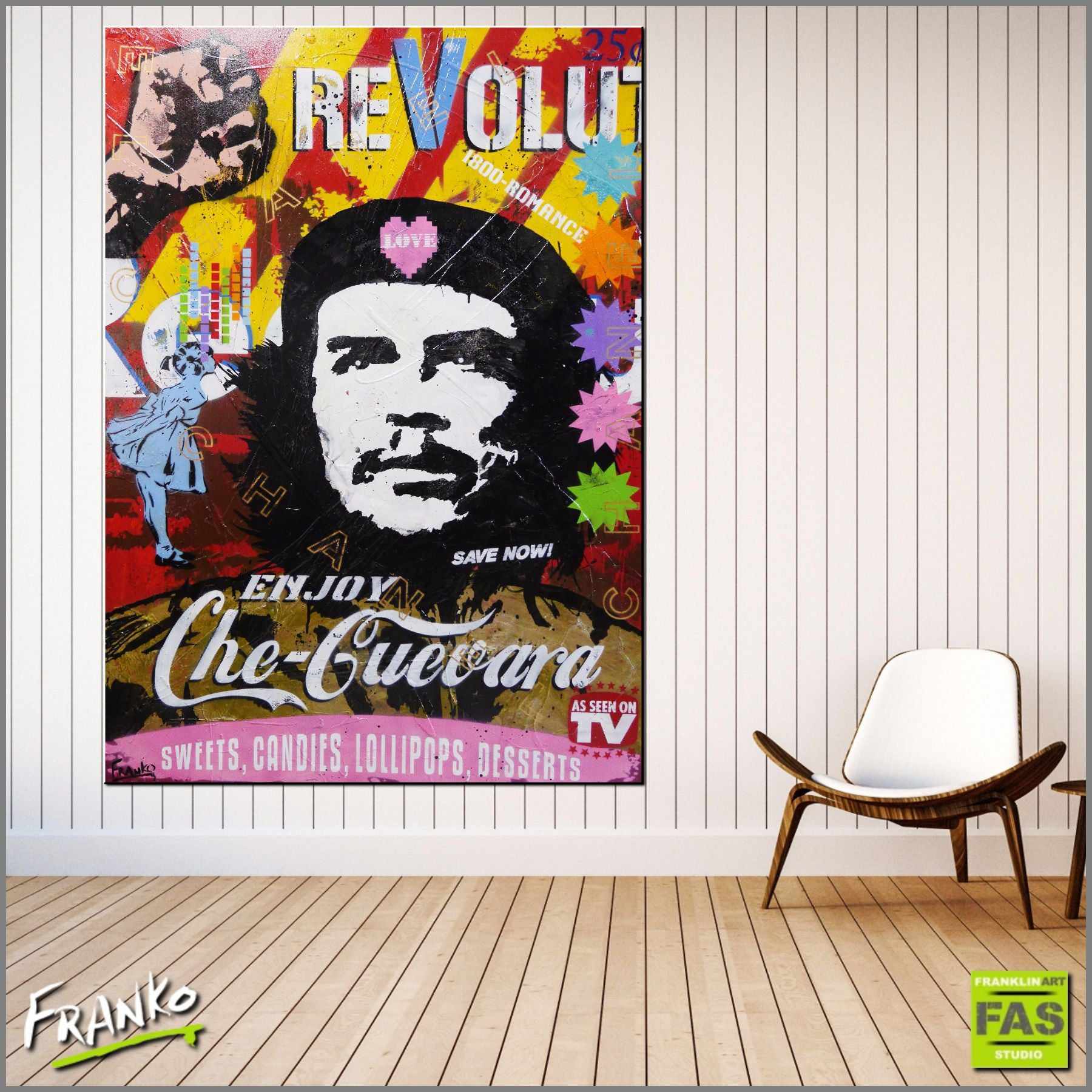 Che Revolutions 140cm x 100cm Che Guevara Pop Art Painting (SOLD)-urban pop-Franko-[Franko]-[huge_art]-[Australia]-Franklin Art Studio
